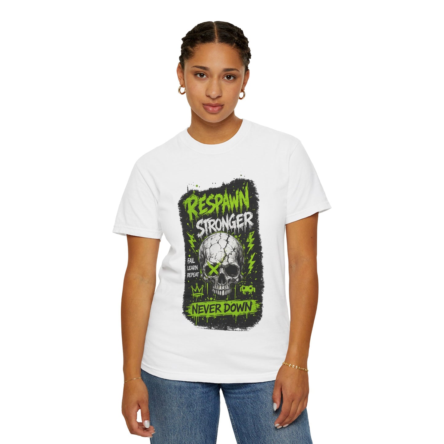 Respawn Stronger Skull T-Shirt — Never Down Gamer Graphic Tee