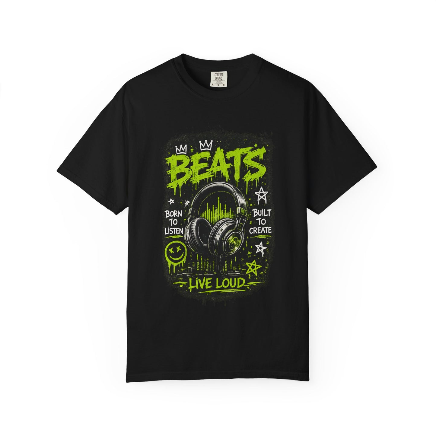 Beats Headphones Live Loud T-shirt | Music Graphic Tee, Neon Green