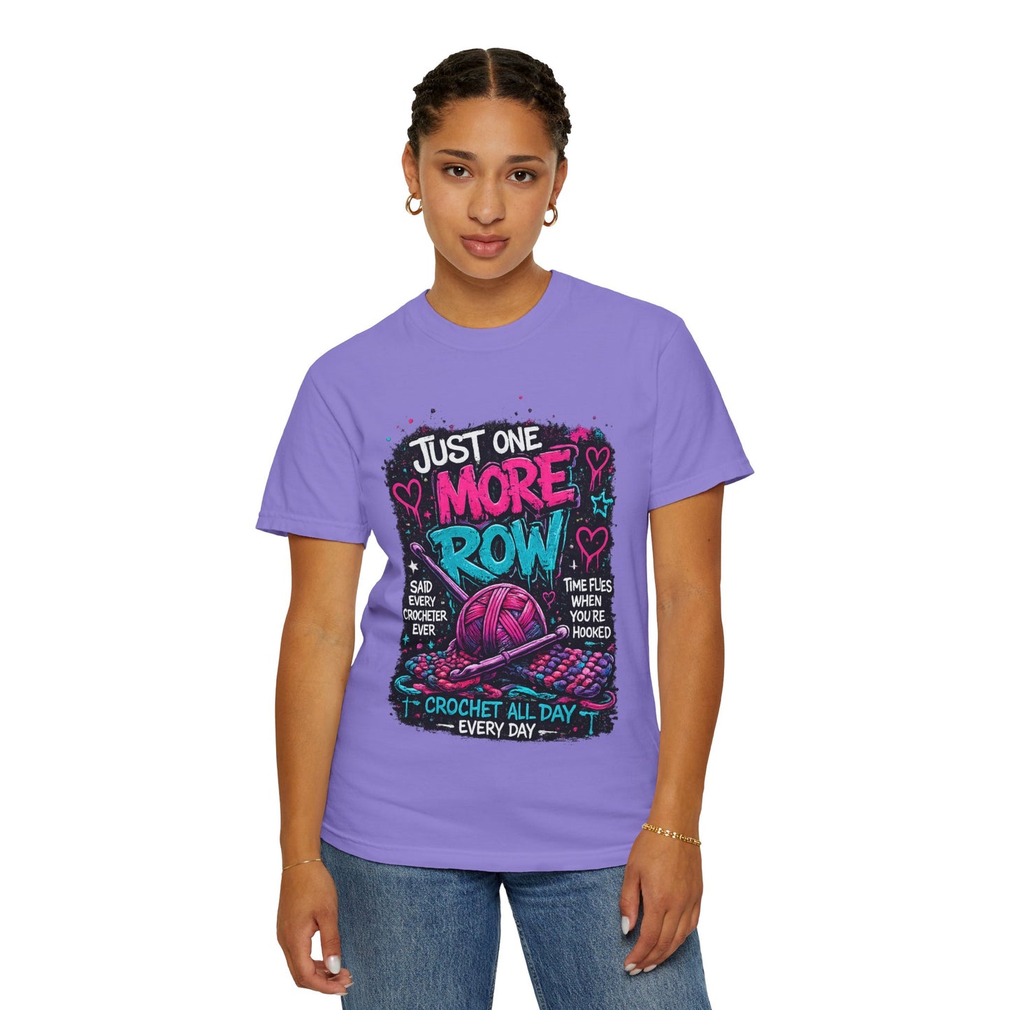 Crochet T‑Shirt — "Just One More Row" Yarn Lover Tee