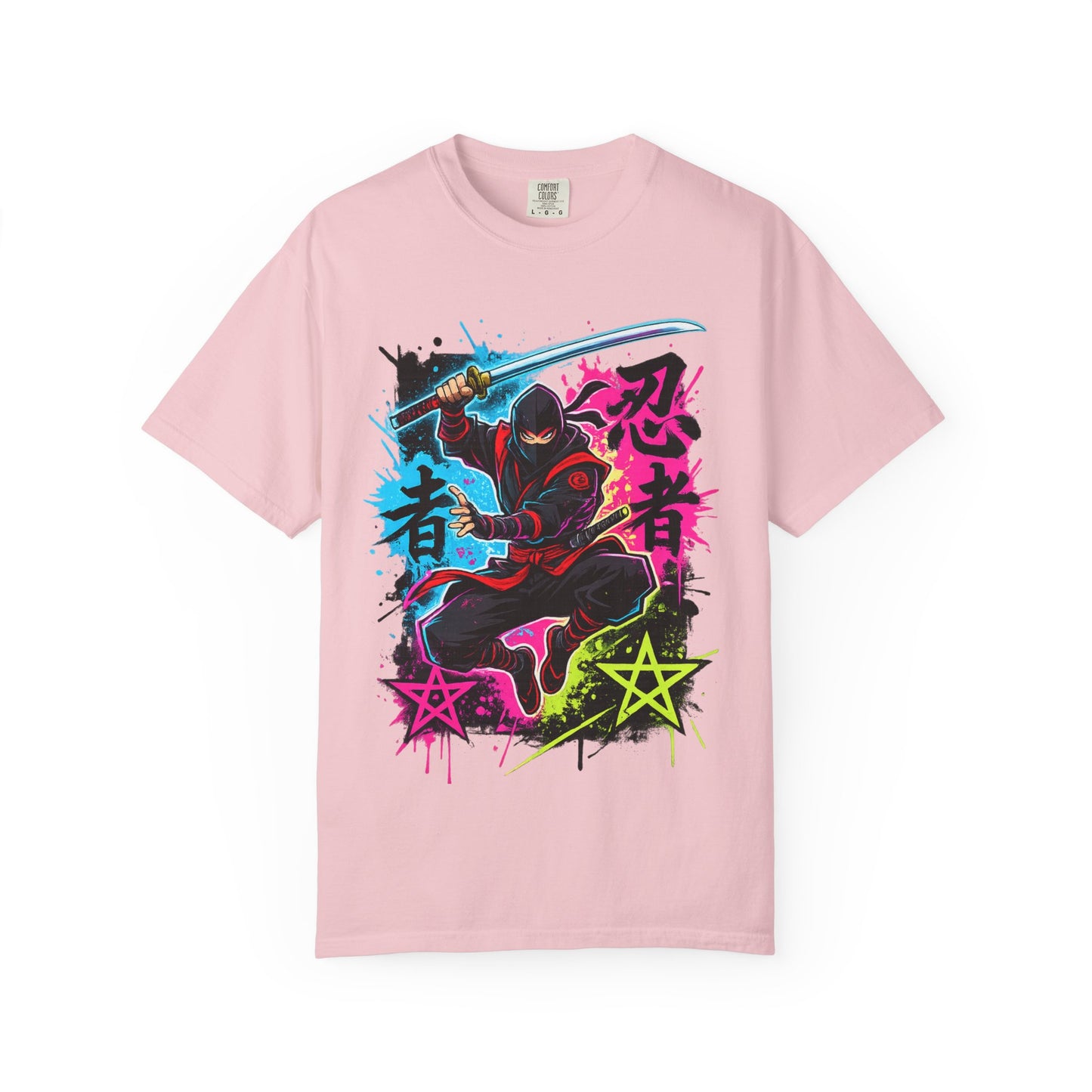 Neon Ninja Graphic T-Shirt — Vibrant Samurai Skate Style