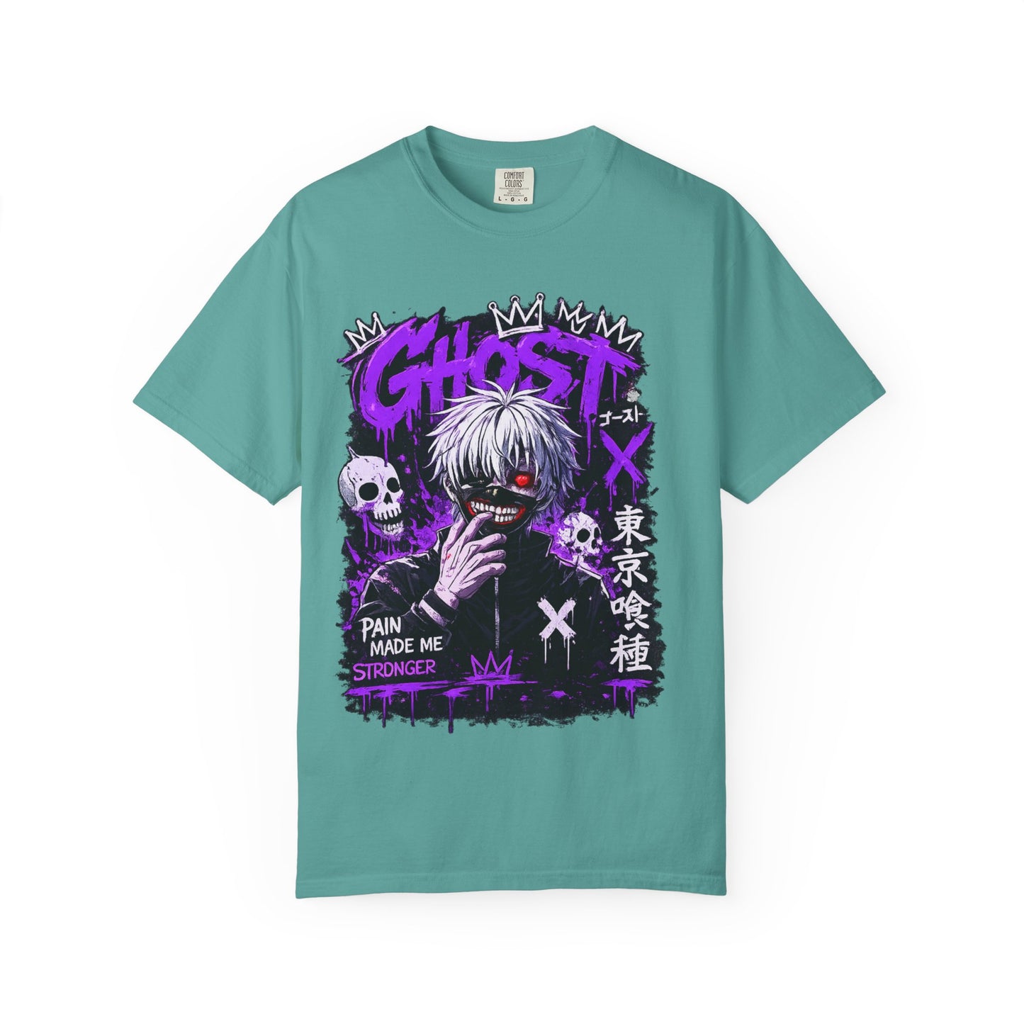 Ghost Anime T-Shirt — Tokyo Ghoul Style Graphic Tee ("Pain Made Me Stronger")
