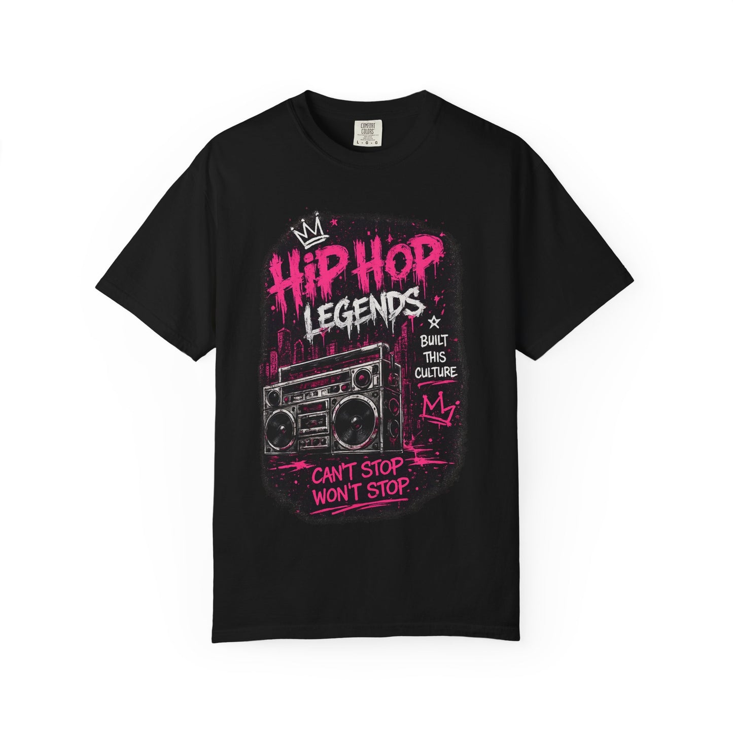 Hip Hop Legends Music T-Shirt — Can't Stop Won't Stop Retro Boombox Tee