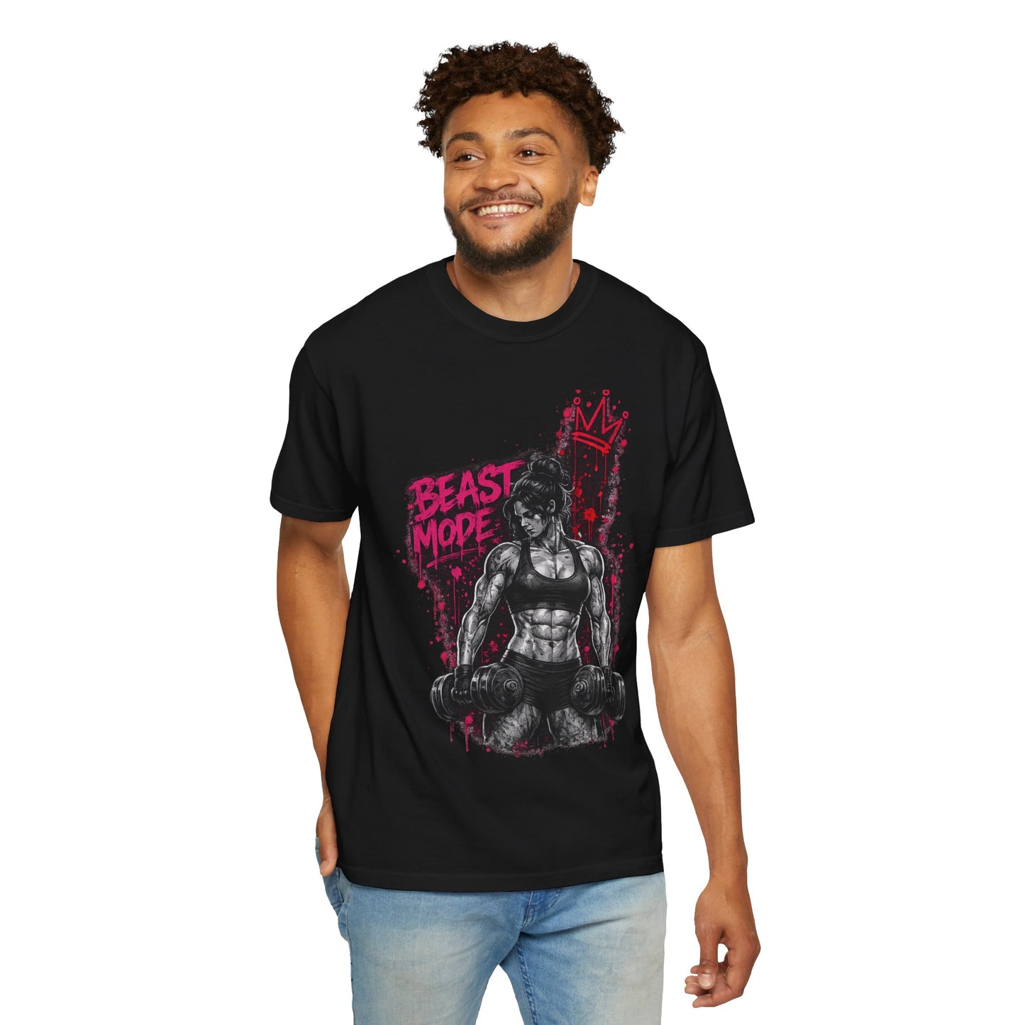 Beast Mode Crown T‑Shirt — Women's Fitness Graphic Tee