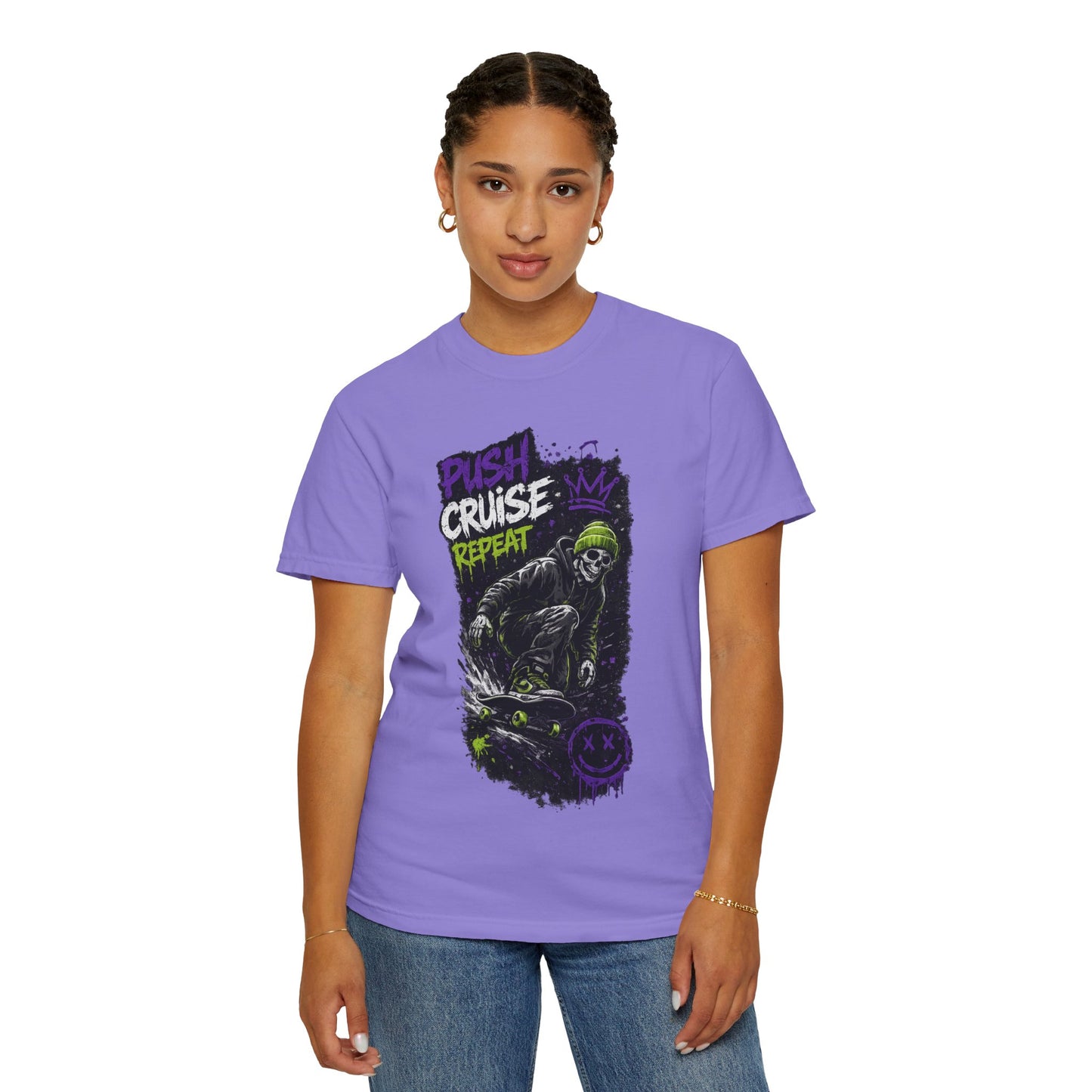 Skater Skull 'Push Cruise Repeat' T‑Shirt