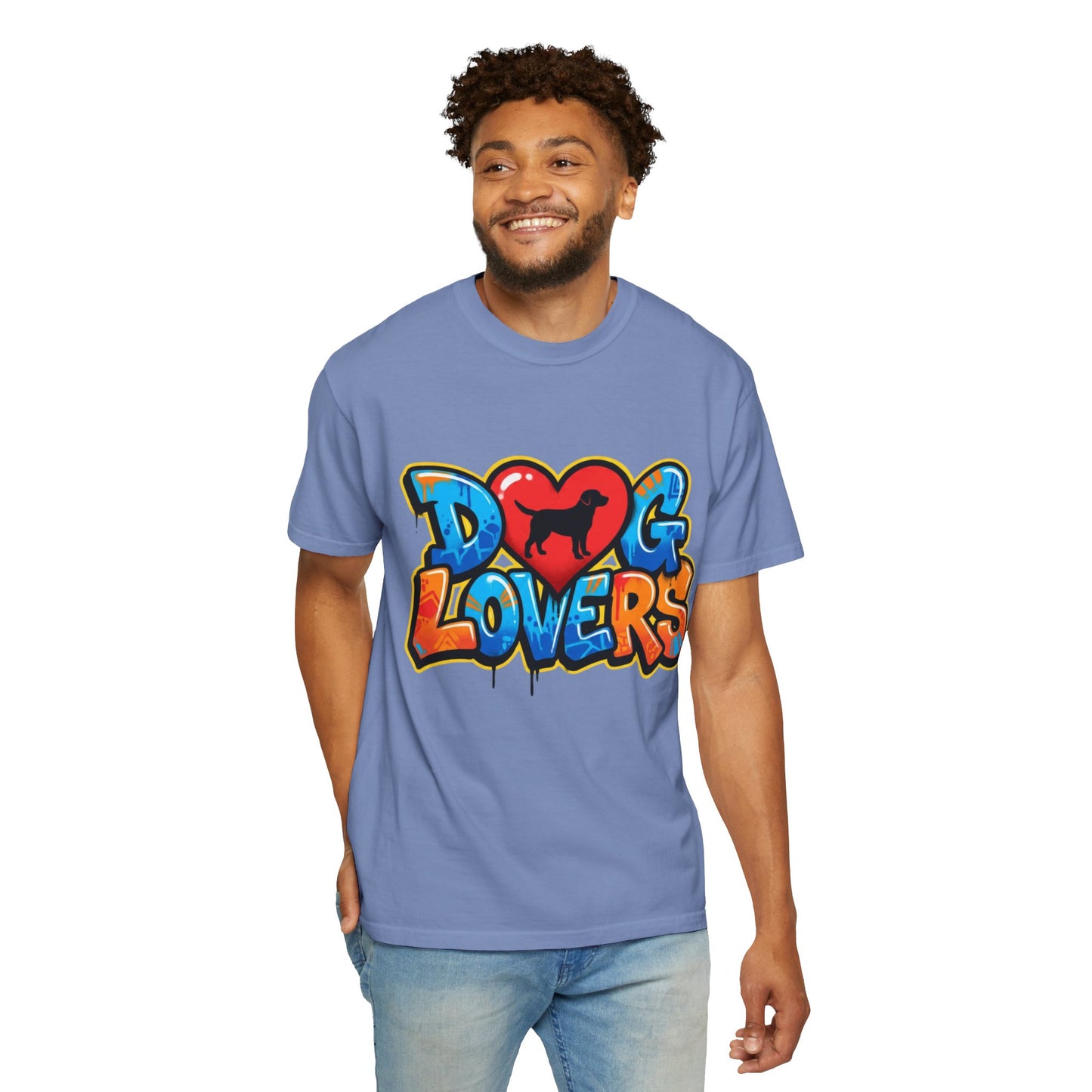 Dog Lovers Graffiti T-Shirt — Heart & Silhouette Pet Lover Tee