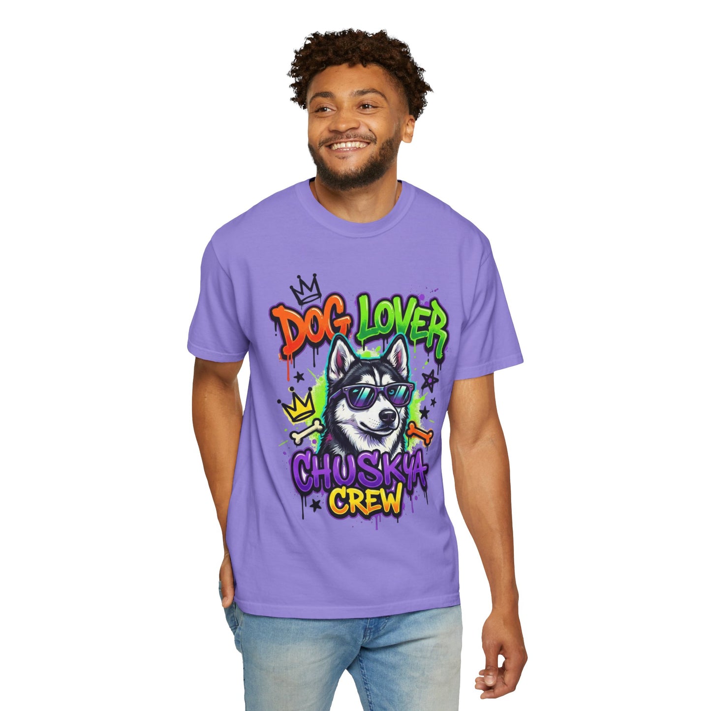 Dog Lover Husky Crew T-Shirt — Graphic Cool Husky Tee for Pet Owners