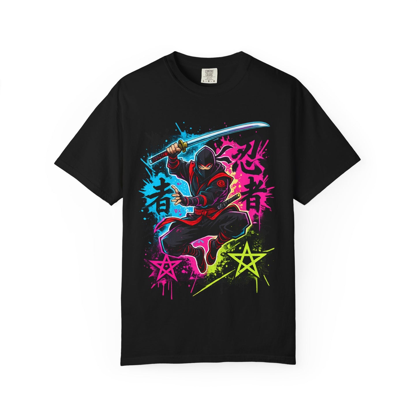 Neon Ninja Graphic T-Shirt — Vibrant Samurai Skate Style