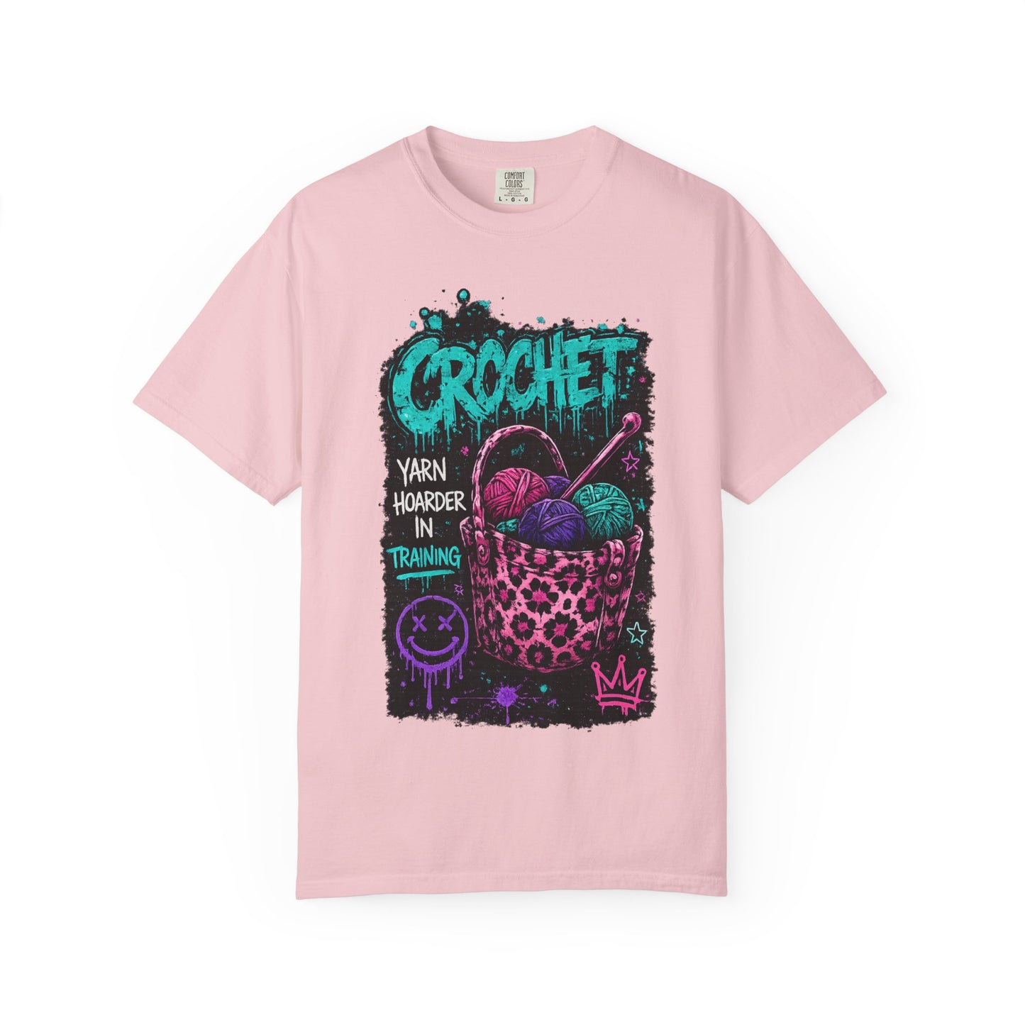 Crochet Crewneck T‑Shirt — "Yarn Harder in Training" Graphic