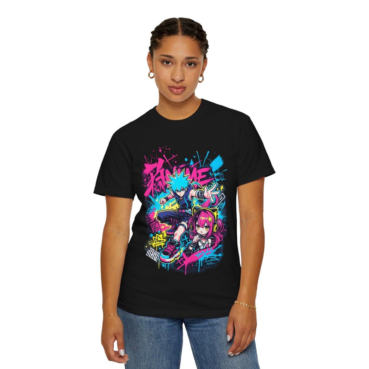 Anime Streetwear T‑Shirt — Neon Punk 'Eat Me' Graphic