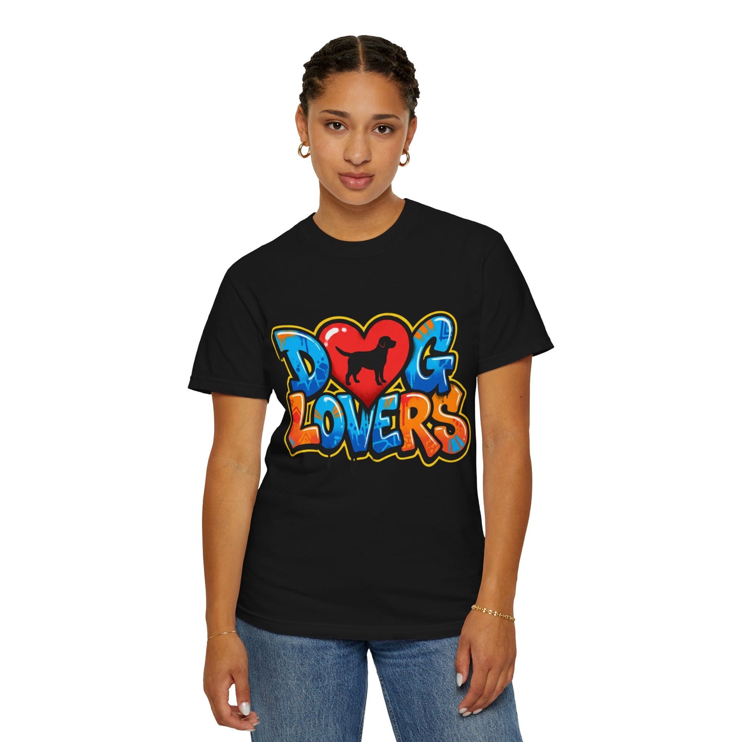 Dog Lovers Graffiti T-Shirt — Heart & Silhouette Pet Lover Tee