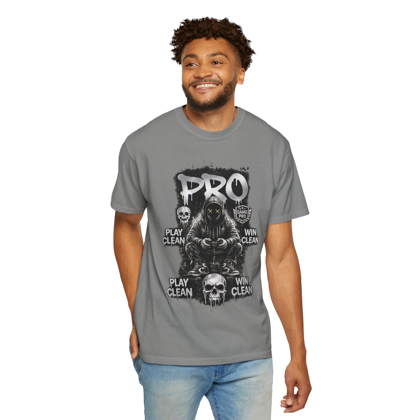 Pro Gamer Grim Reaper T-shirt | Play Clean Win Clean, Skull Controller Design