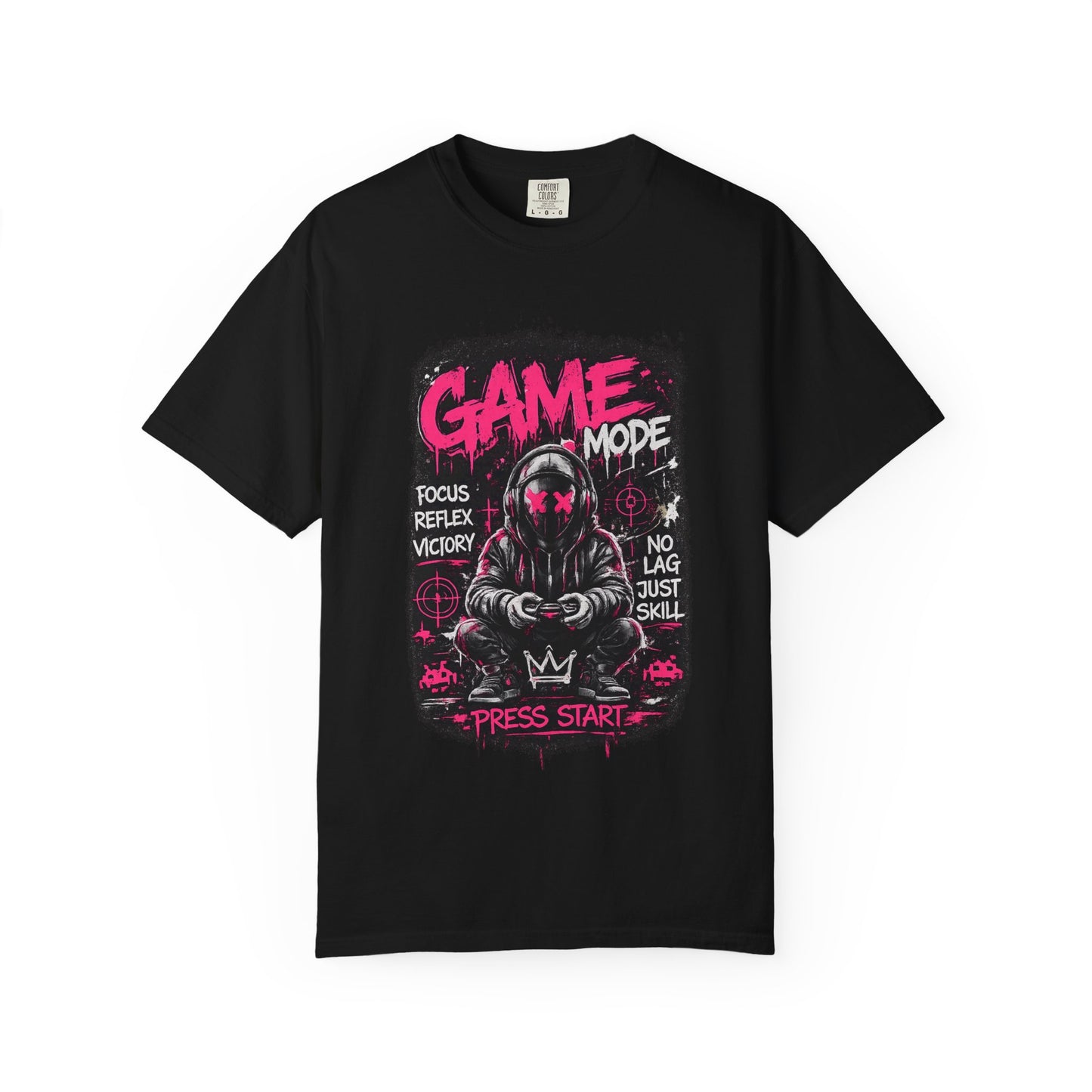 Game Mode Gamer Skull joystick graphic T-Shirt | Press Start gaming design