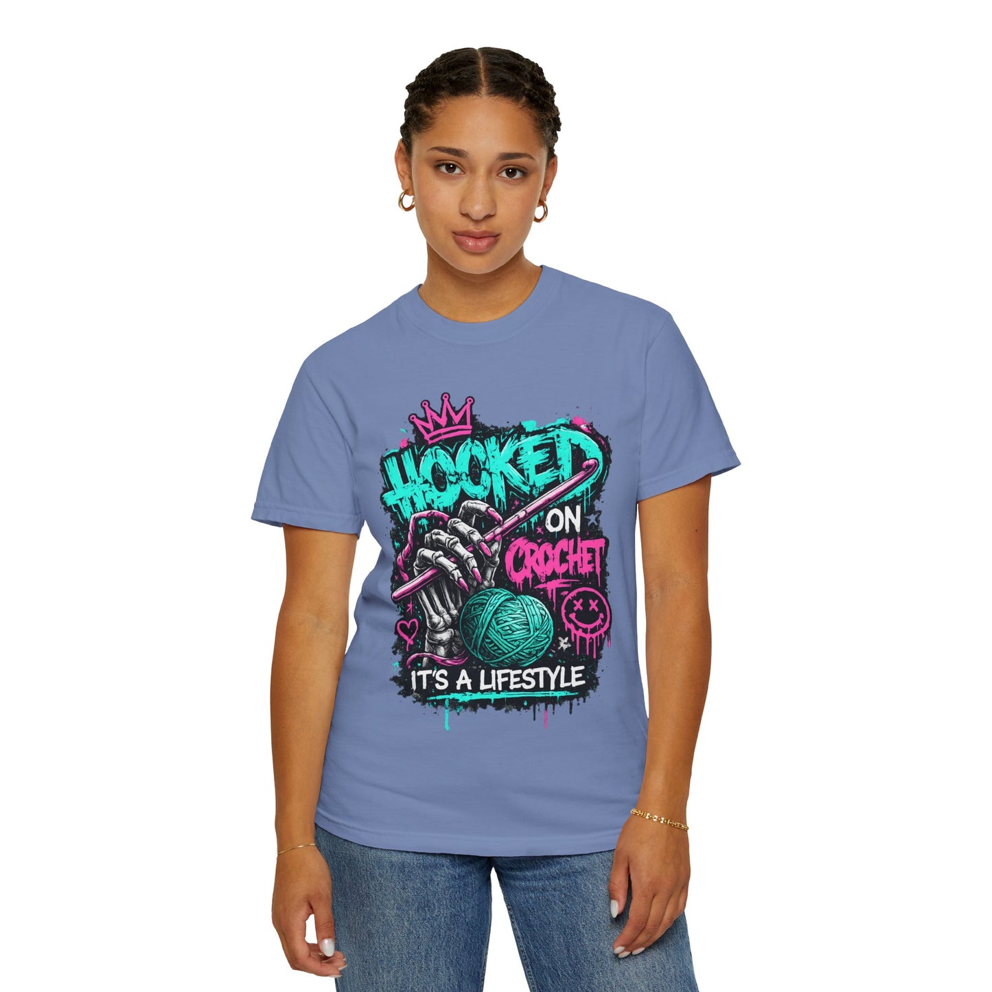 Hooked on Crochet T-Shirt — "It's a Lifestyle" Graphic Tee for Crochet Lovers