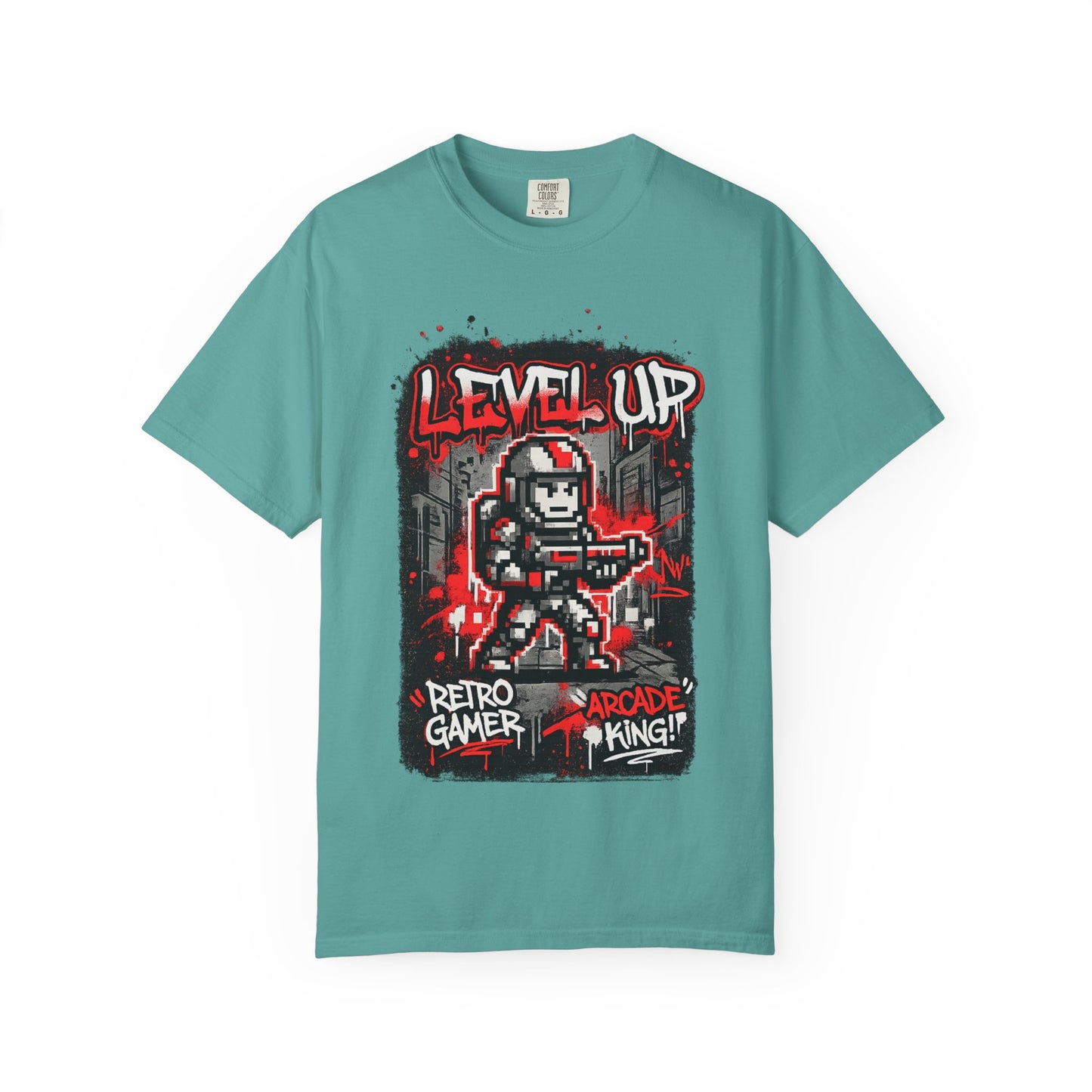 Level Up Retro Gamer T-Shirt — Arcade King Pixel Shooter Tee