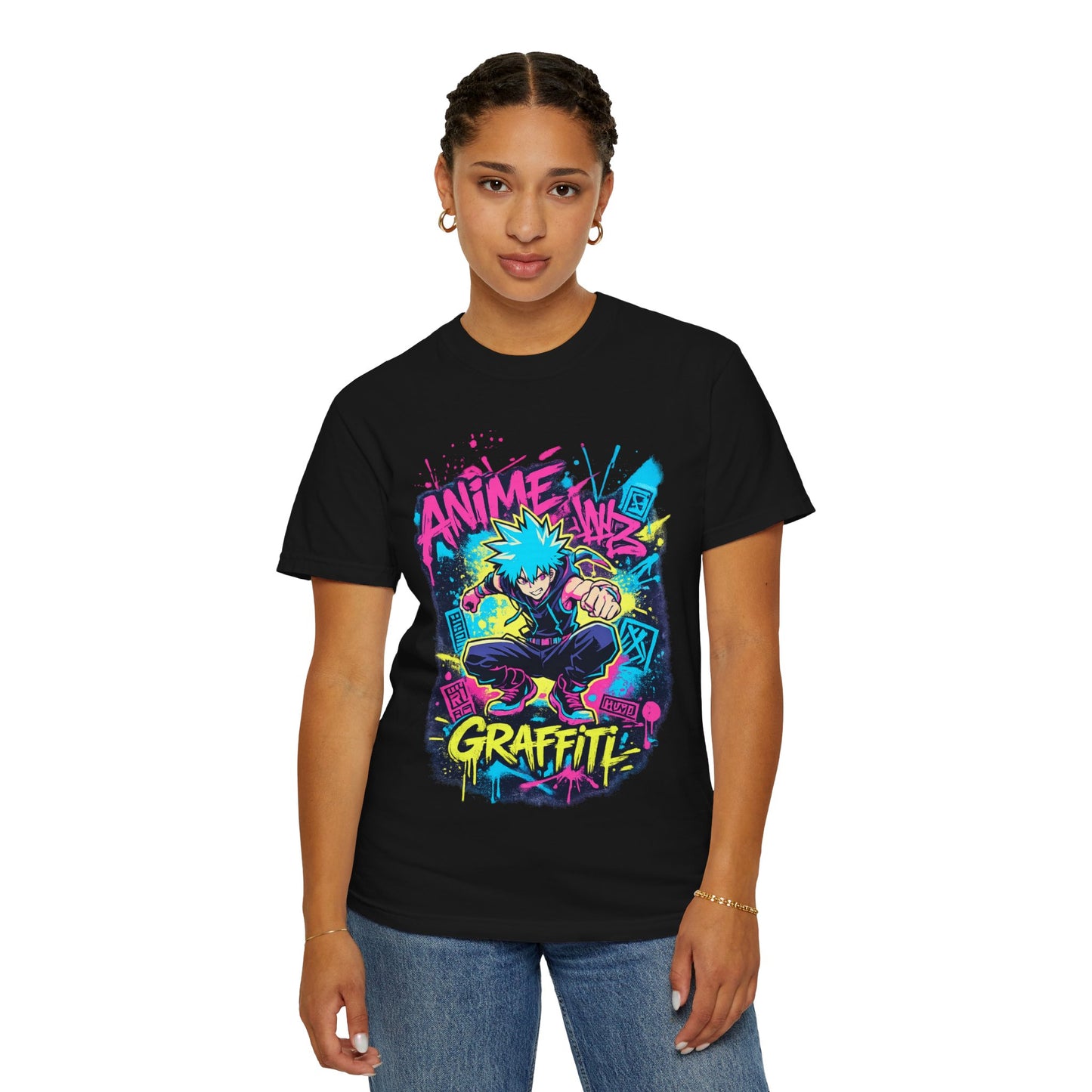 Anime Graffiti T-Shirt — Neon Street Art Skate Anime Design