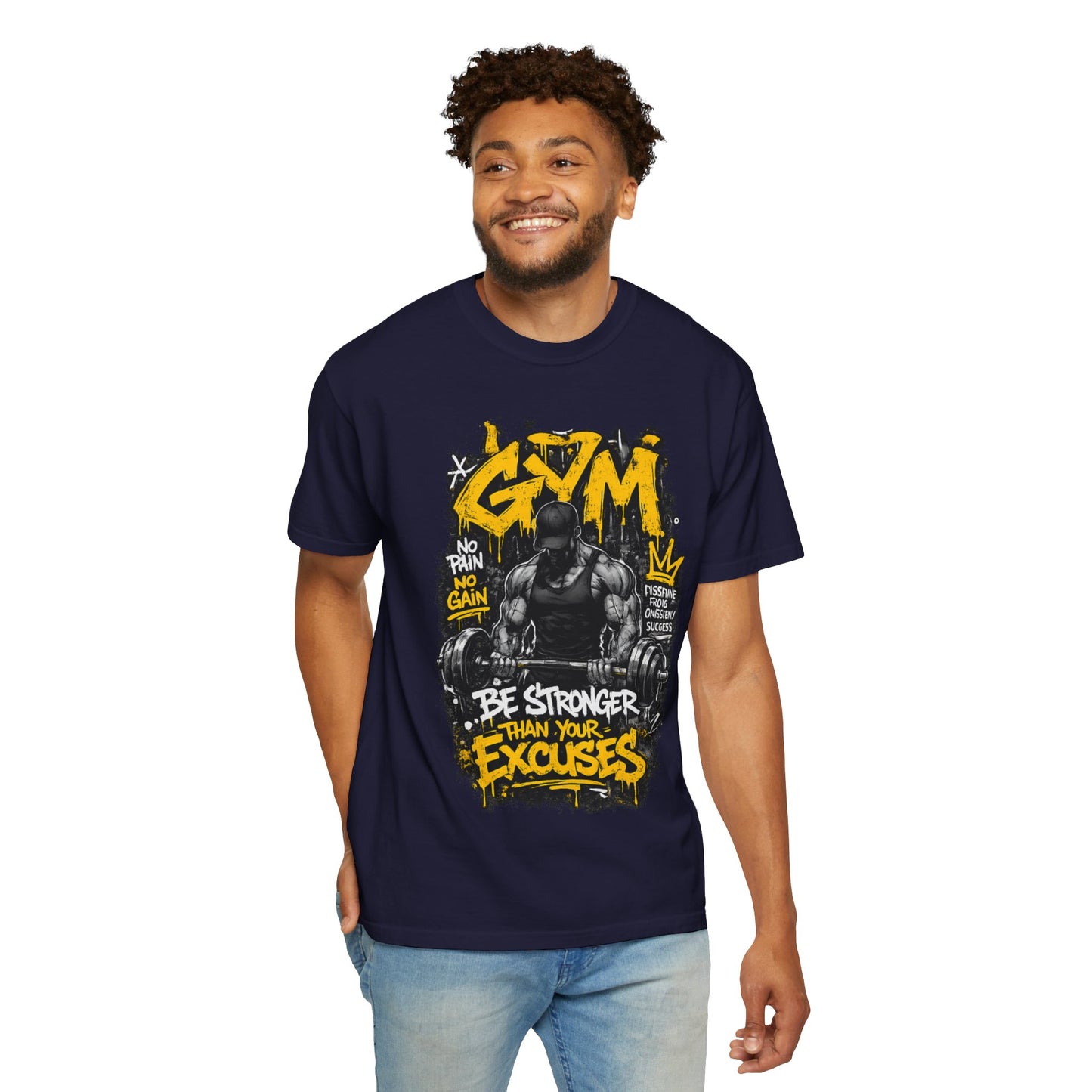 Gym Weightlifting Illustration T-shirt | Be Stronger Than Your Excuses
