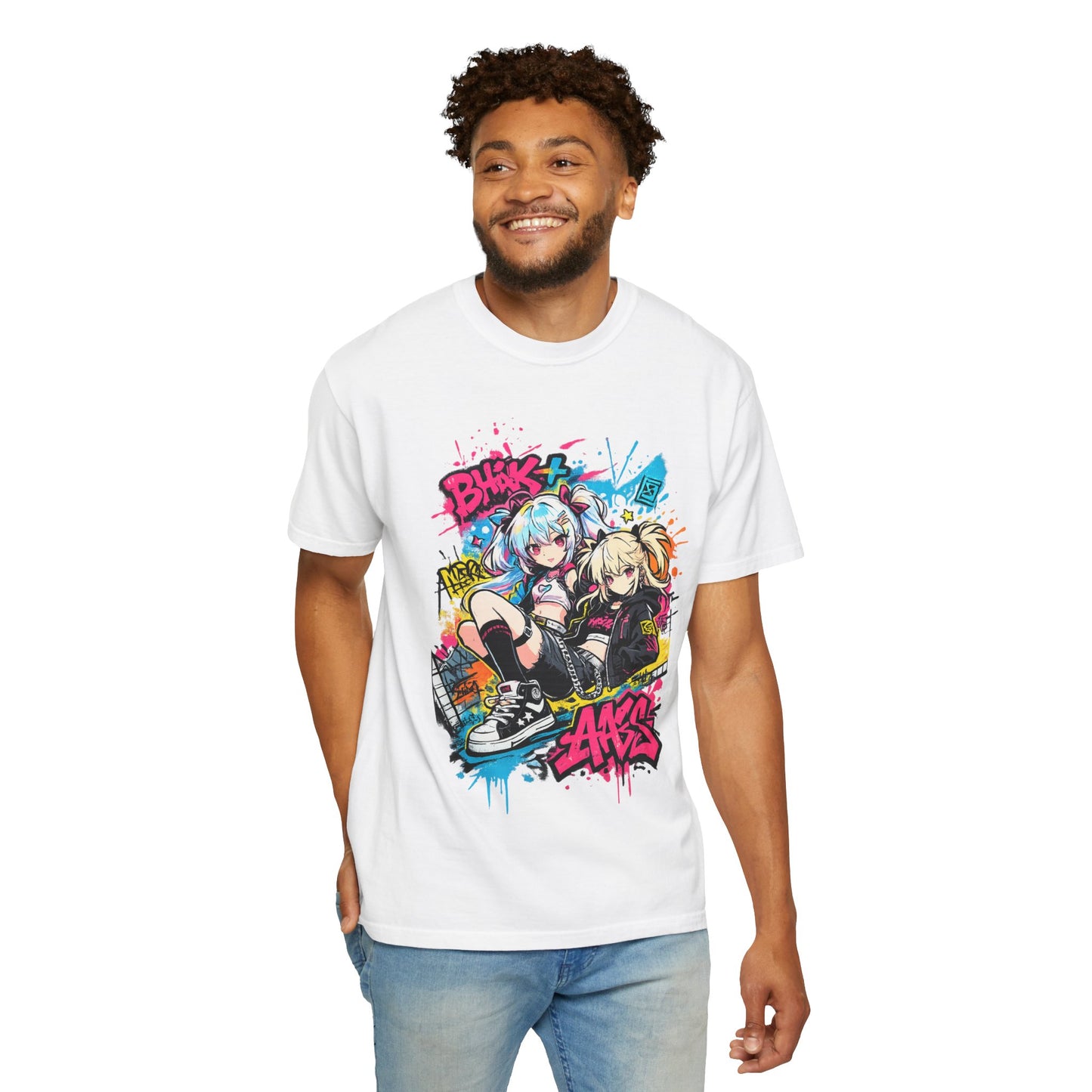 Anime Streetwear T-Shirt — 'Bucks & Sakes' Graffiti Girls Graphic Tee