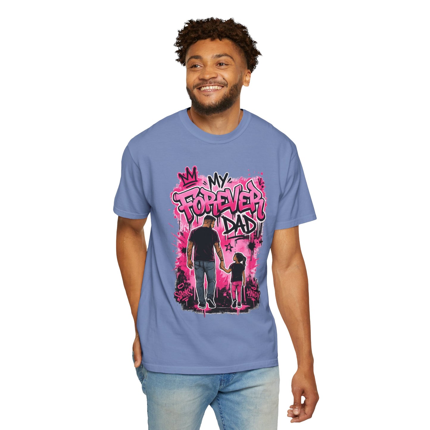 My Forever Dad graffiti father daughter T-Shirt | silhouette, pink spraypaint