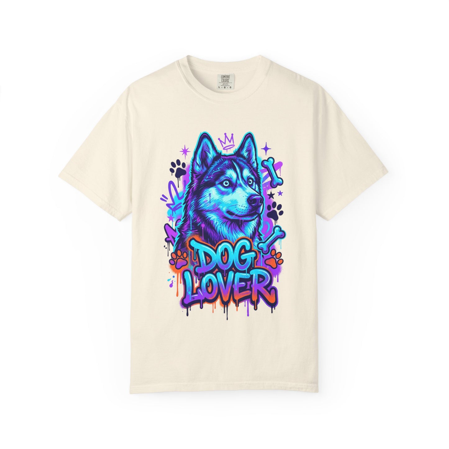 Dog Lover T-Shirt — Neon Husky Graphic Tee