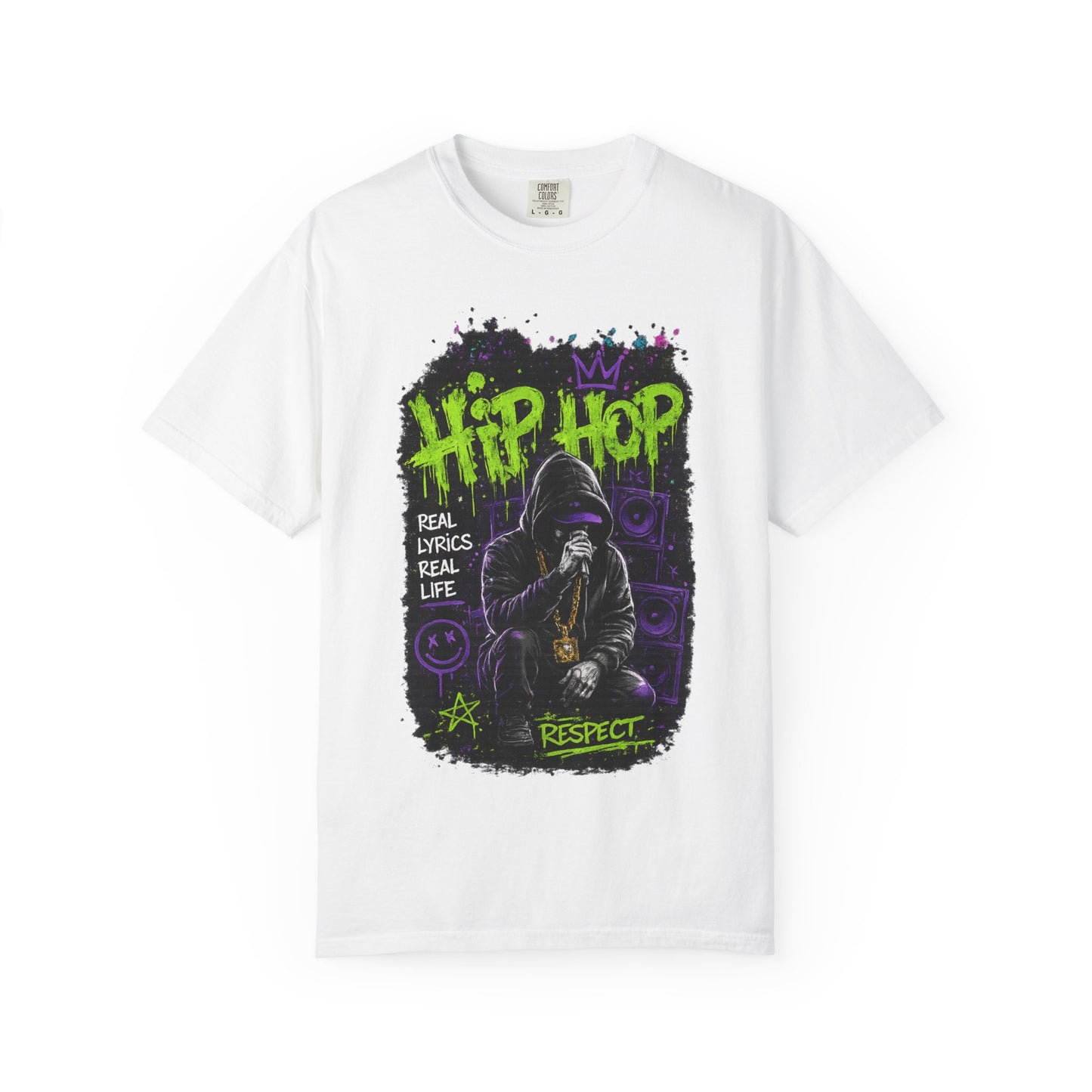 Hip Hop Respect T-Shirt — Graffiti Rap Streetwear Tee ("Real Lyrics Real Life")