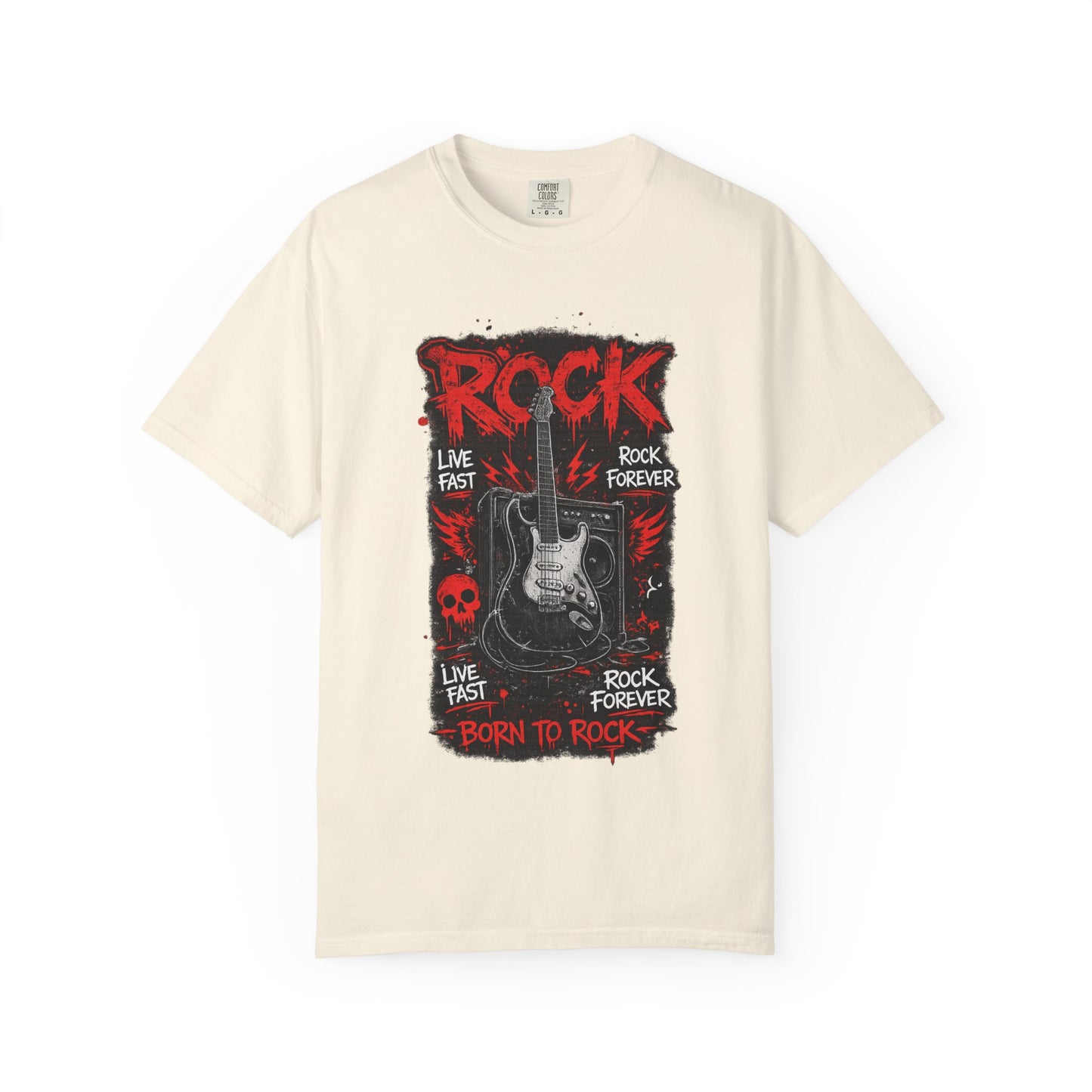 Rock 'Born to Rock' Guitar Graphic T-Shirt
