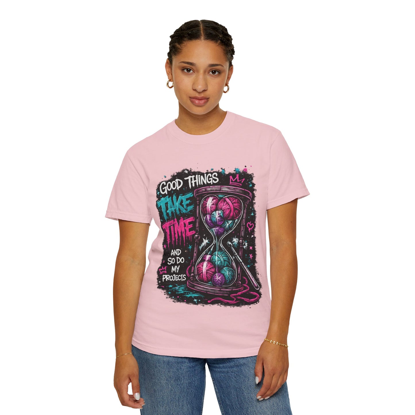Motivational Hourglass T-Shirt — "Good Things Take Time" Graphic Tee