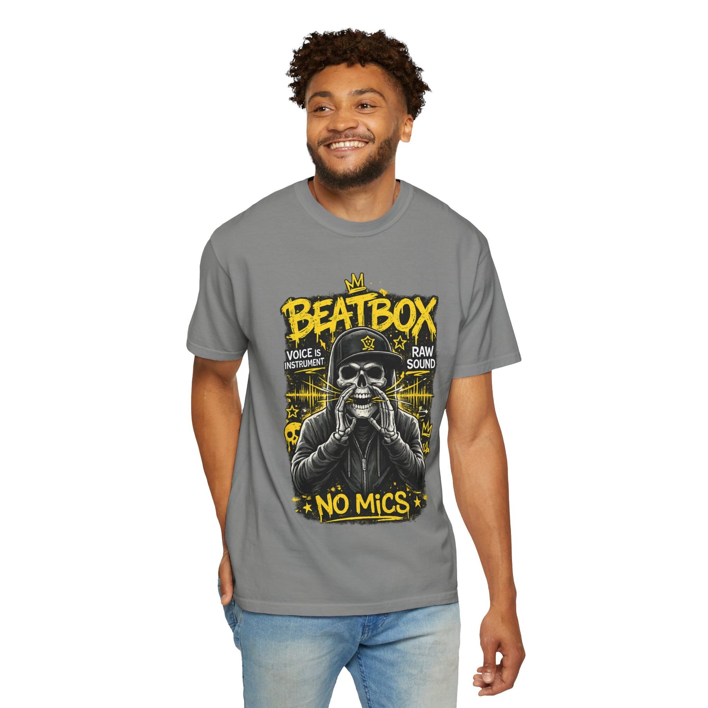 Beatbox No Mics T-Shirt — Skull Vocalist Streetwear Tee