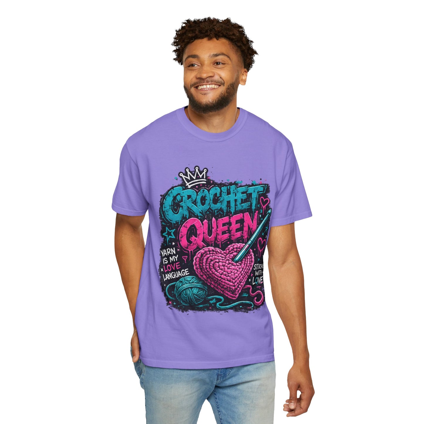 Crochet Queen T-Shirt — 'Yarn is My Love Language' Graphic Tee for Crafters