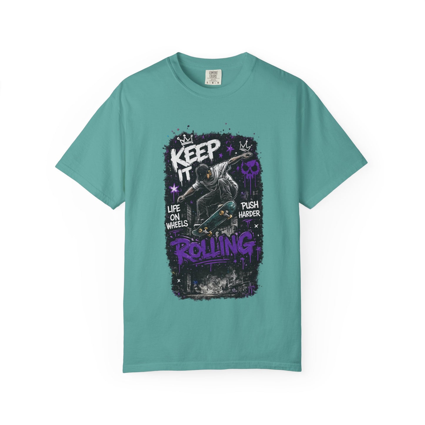 Keep It Rolling Skateboard T-Shirt — "Keep It Rolling" Graphic Tee