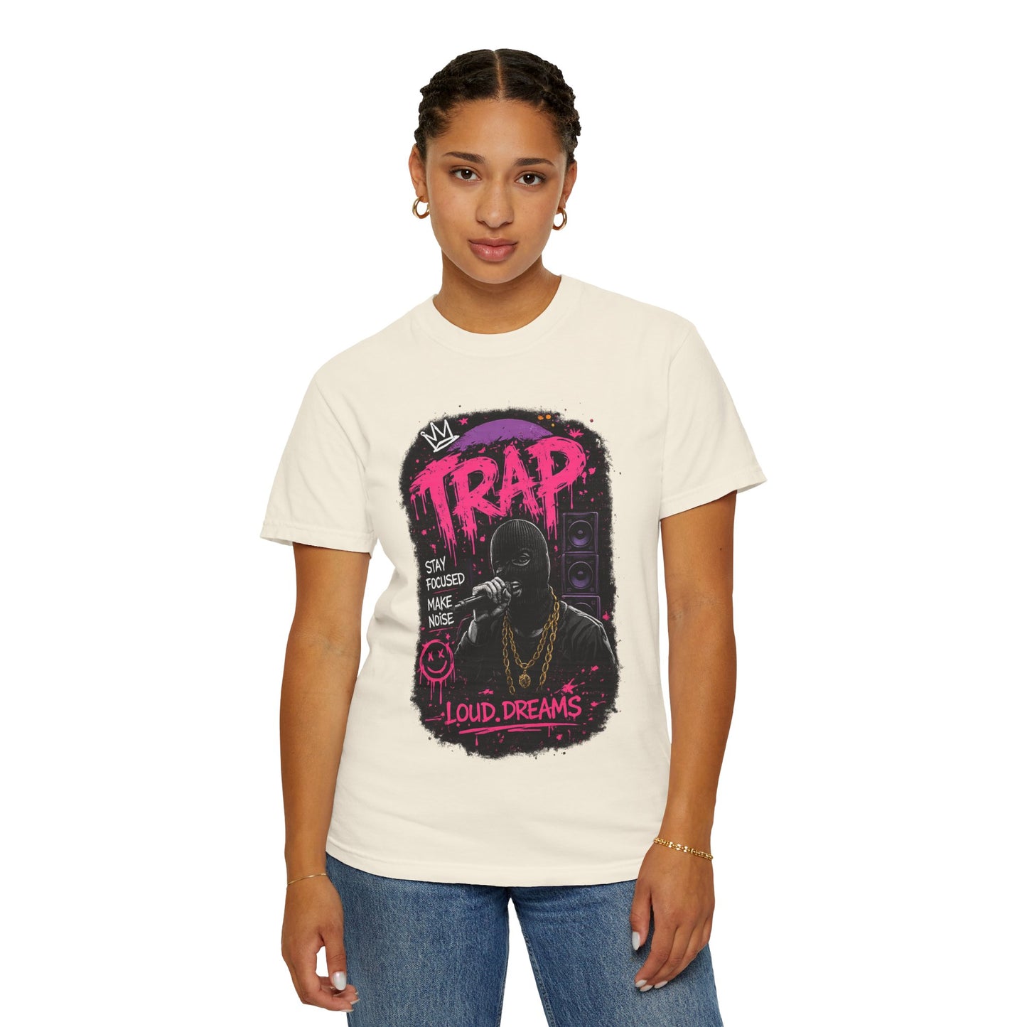 Trap Music T-Shirt — "Stay Focused Make Noise" Loud Dreams Graphic Tee
