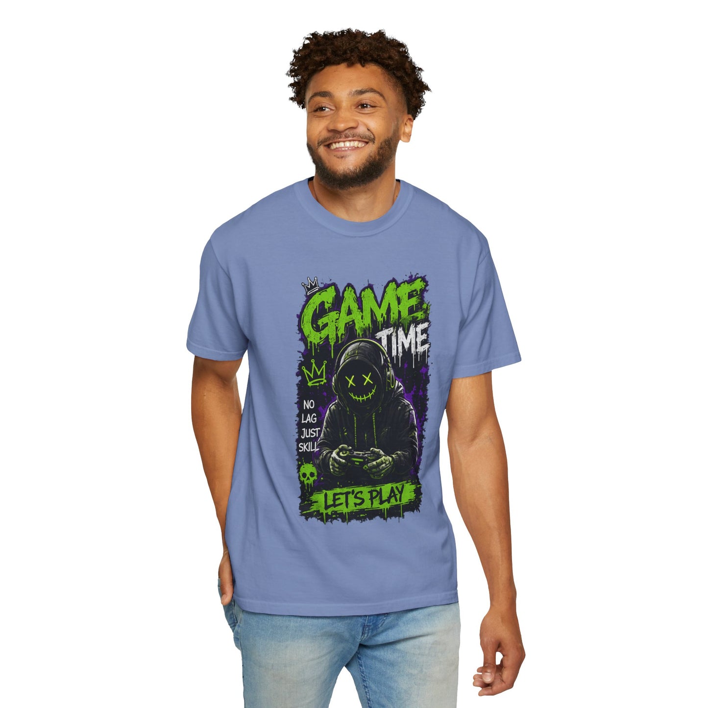 Gaming Graphic T-Shirt — "Game Time: Let’s Play" Neon Gamer Tee