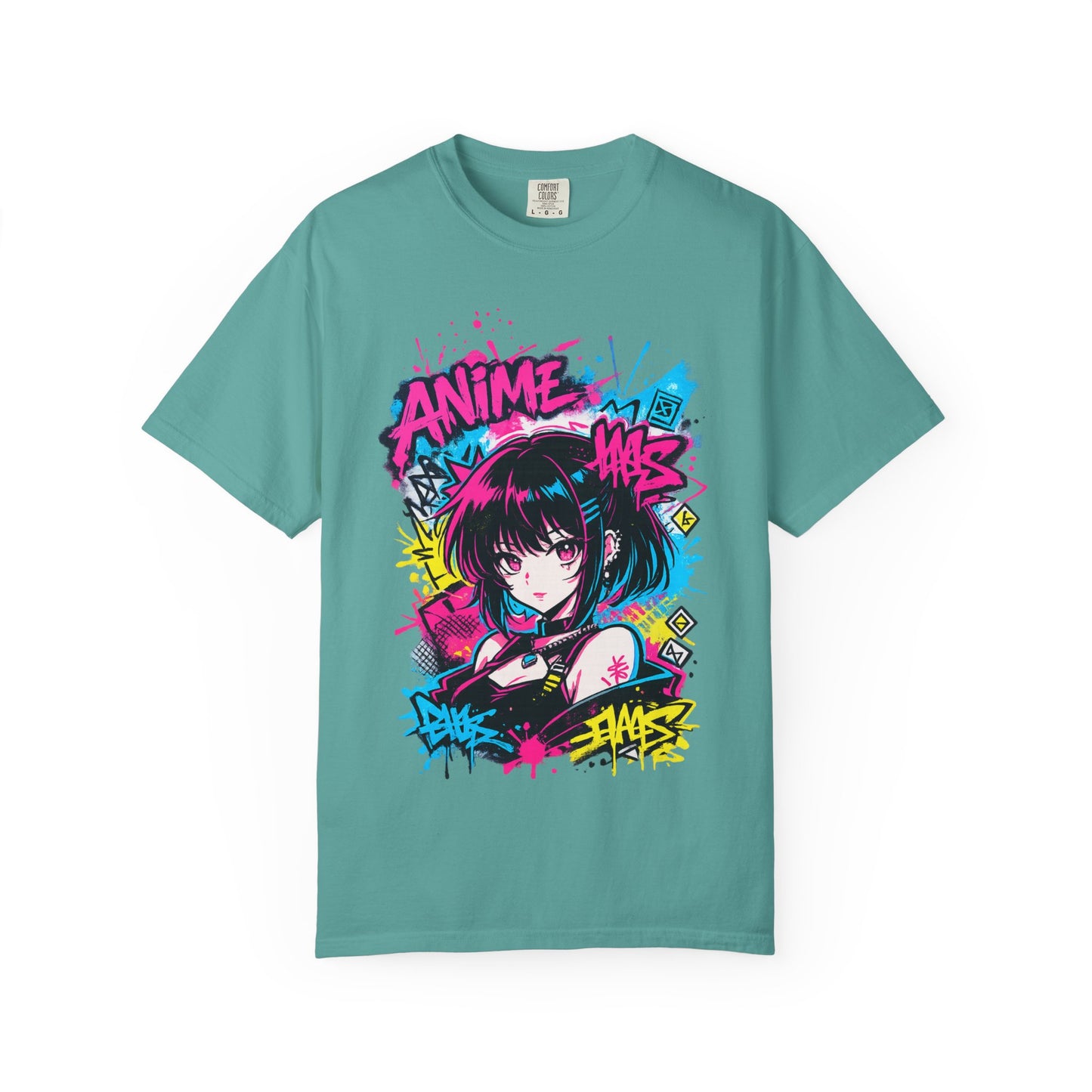 Anime Graffiti Girl T-Shirt — Neon Vaporwave Otaku Tee