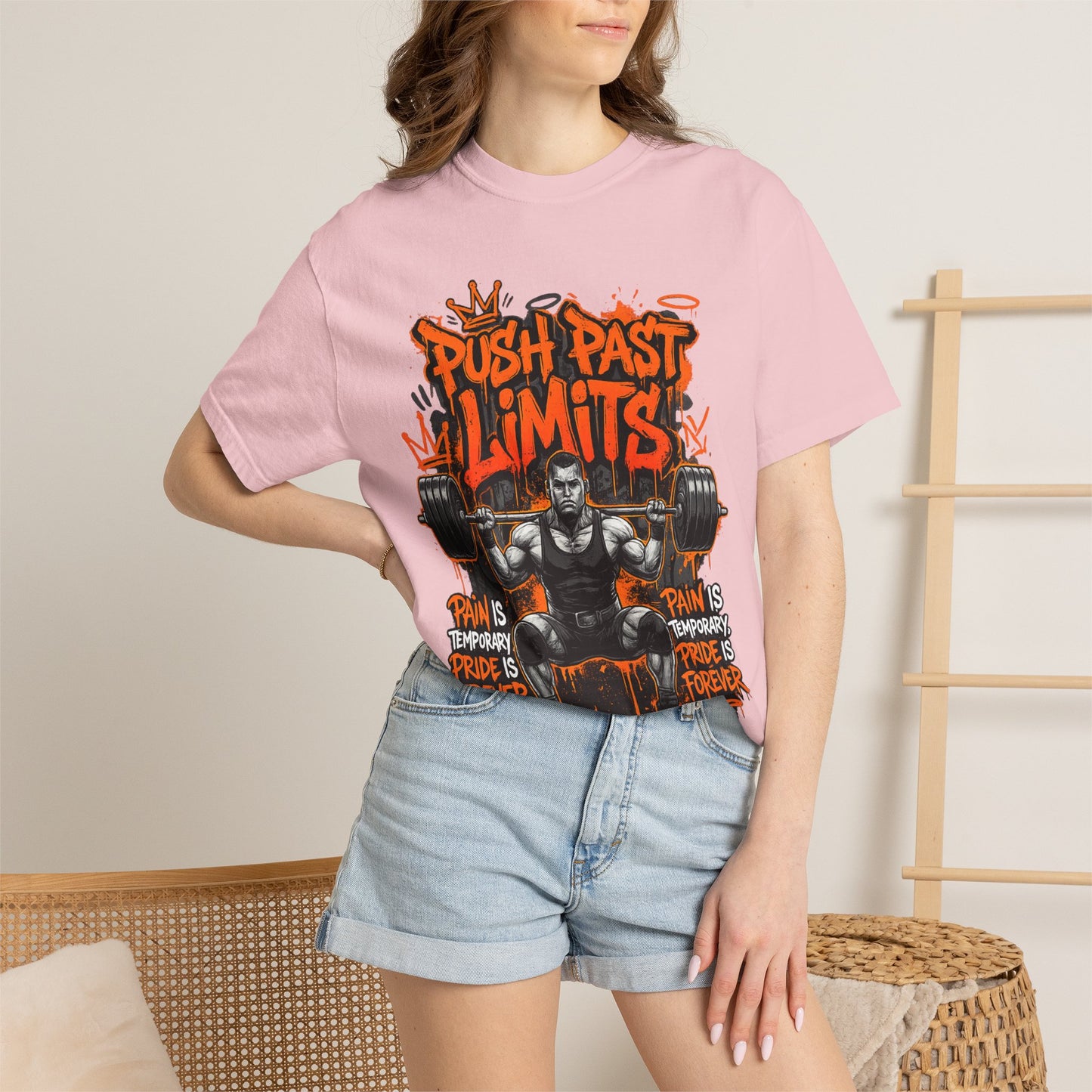 Push Past Limits weightlifting graphic tee | Motivational gym shirt