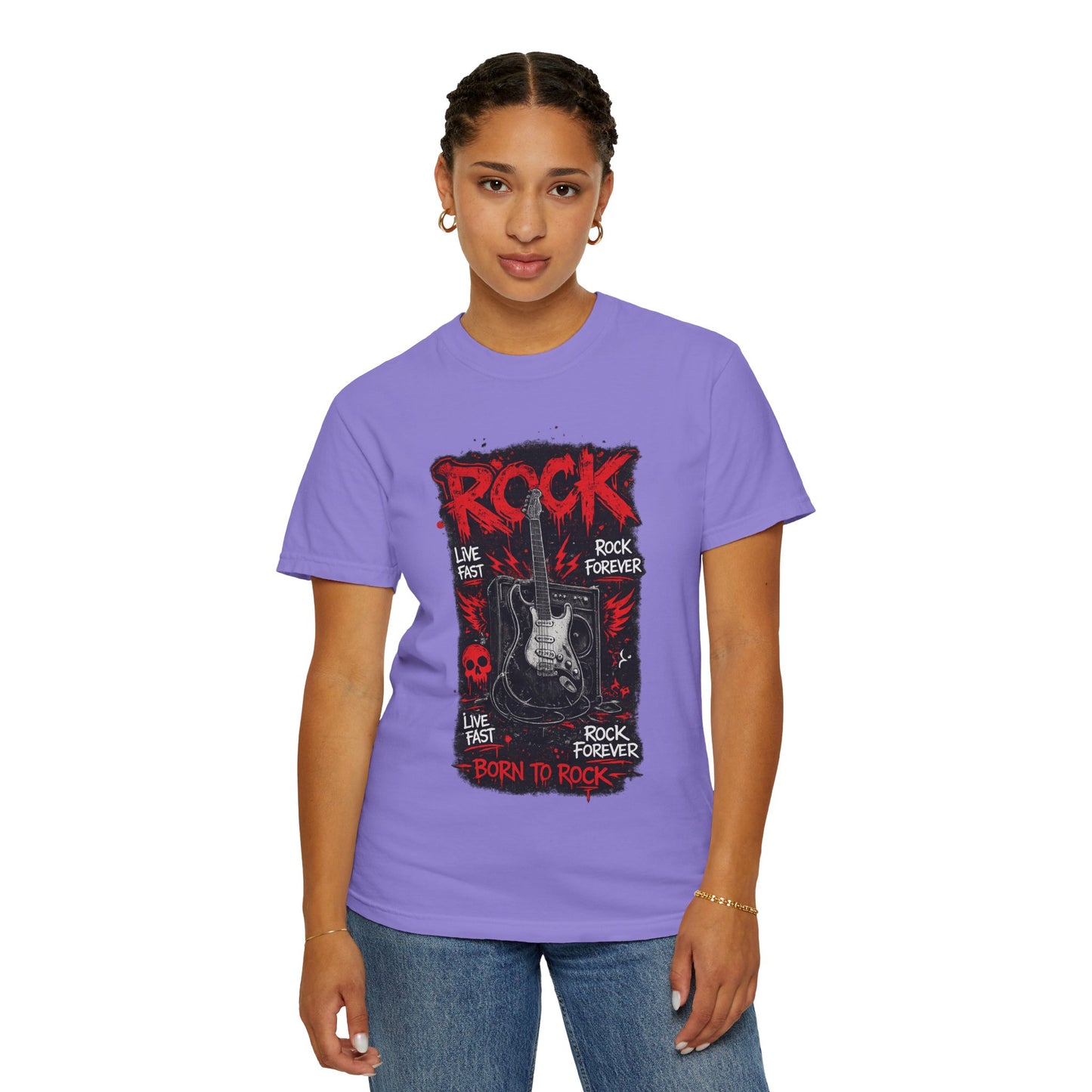 Rock 'Born to Rock' Guitar Graphic T-Shirt