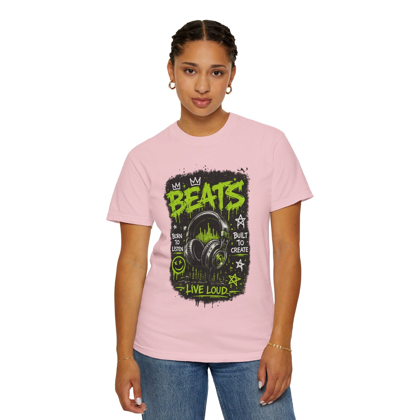 Beats Headphones Live Loud T-shirt | Music Graphic Tee, Neon Green