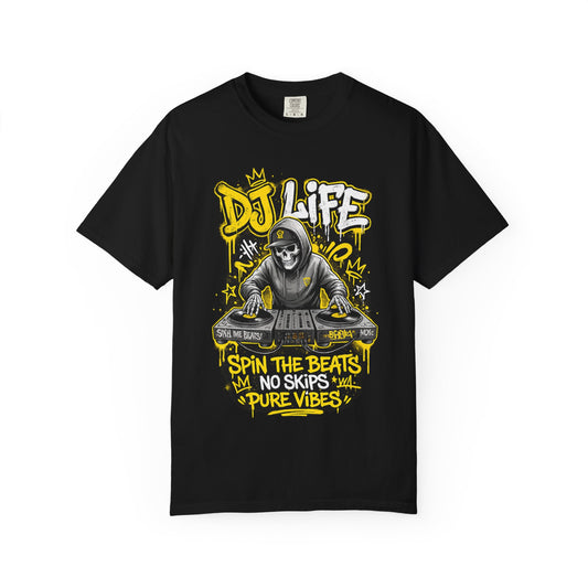 DJ Life T-Shirt — "Spin the Beats, No Skips, Pure Vibes" Graphic Tee