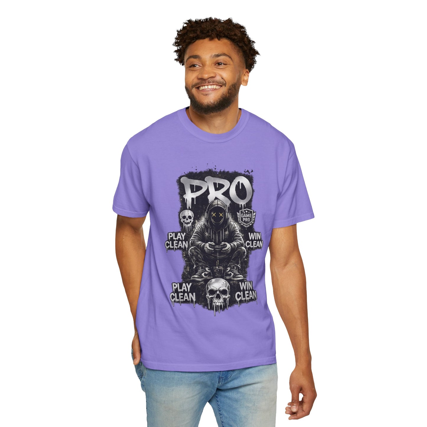 Pro Gamer Grim Reaper T-shirt | Play Clean Win Clean, Skull Controller Design