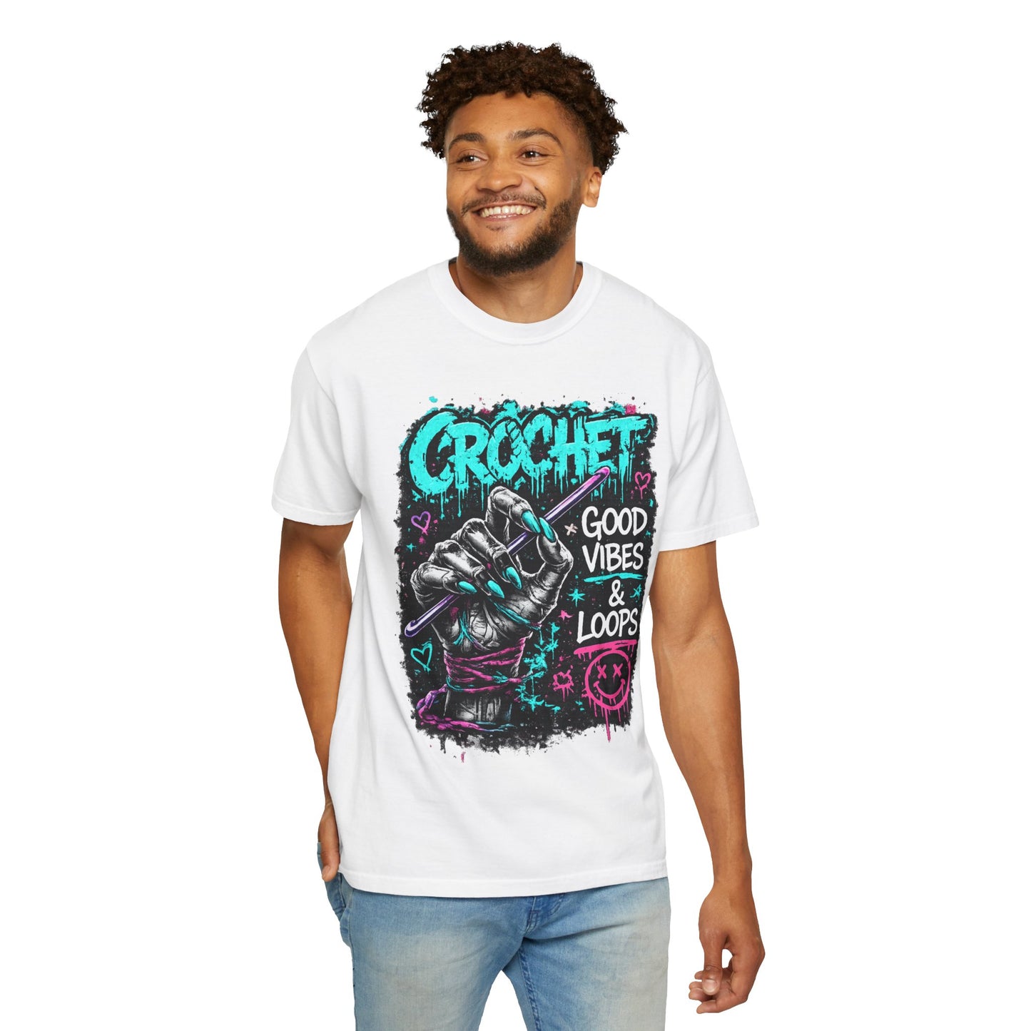 Crochet 'Good Vibes & Loops' Graphic T-Shirt