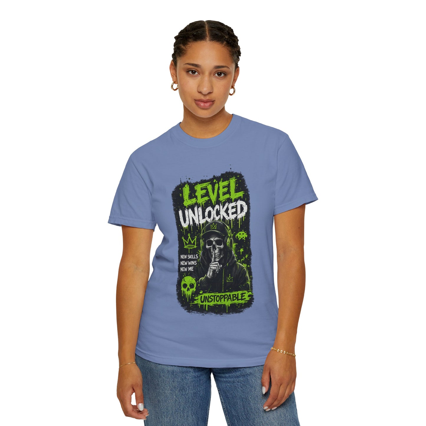 Level Unlocked Skull T-Shirt — Unstoppable Gamer Graphic Tee