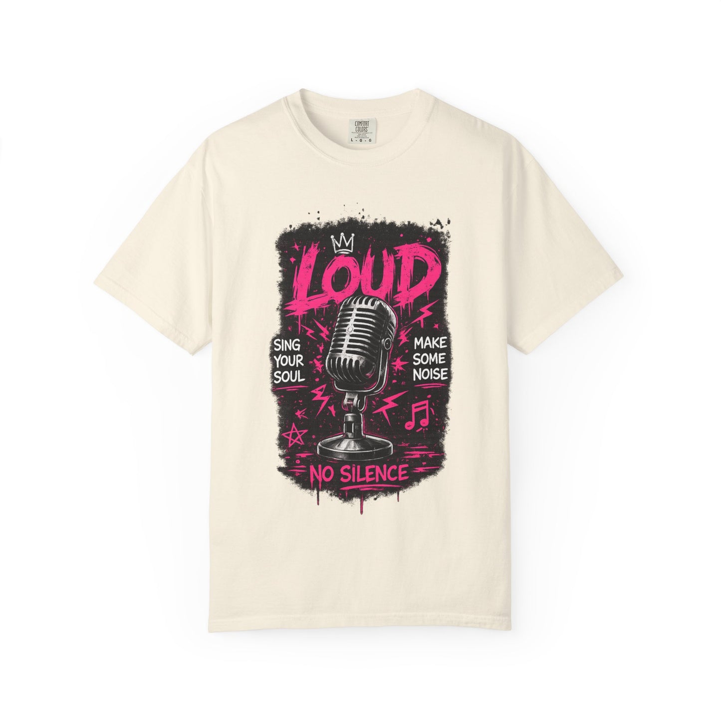 Loud Microphone Graphic T-Shirt | Vintage Mic, Pink Music Art