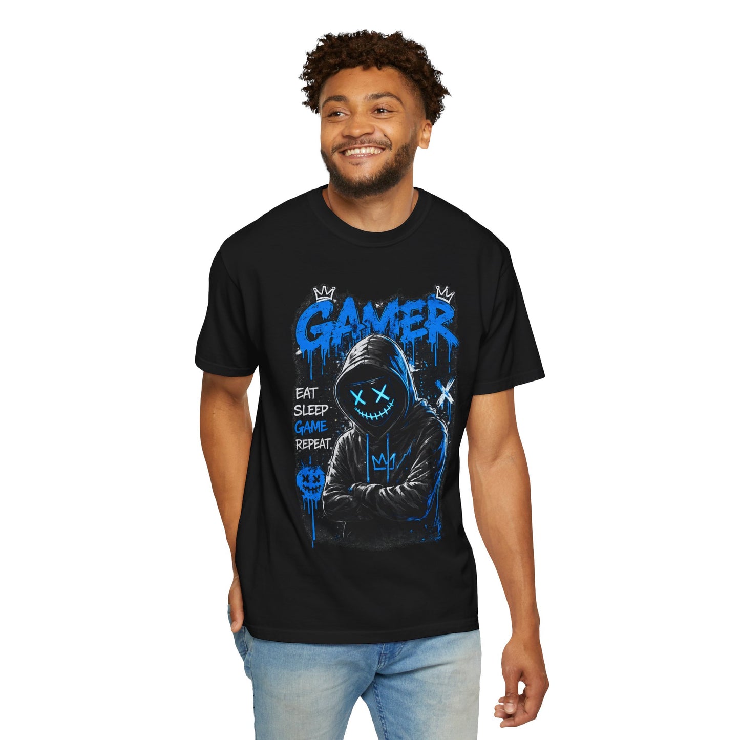 Gamer Hoodie Graphic T-Shirt — "Eat Sleep Game Repeat" Streetwear Tee