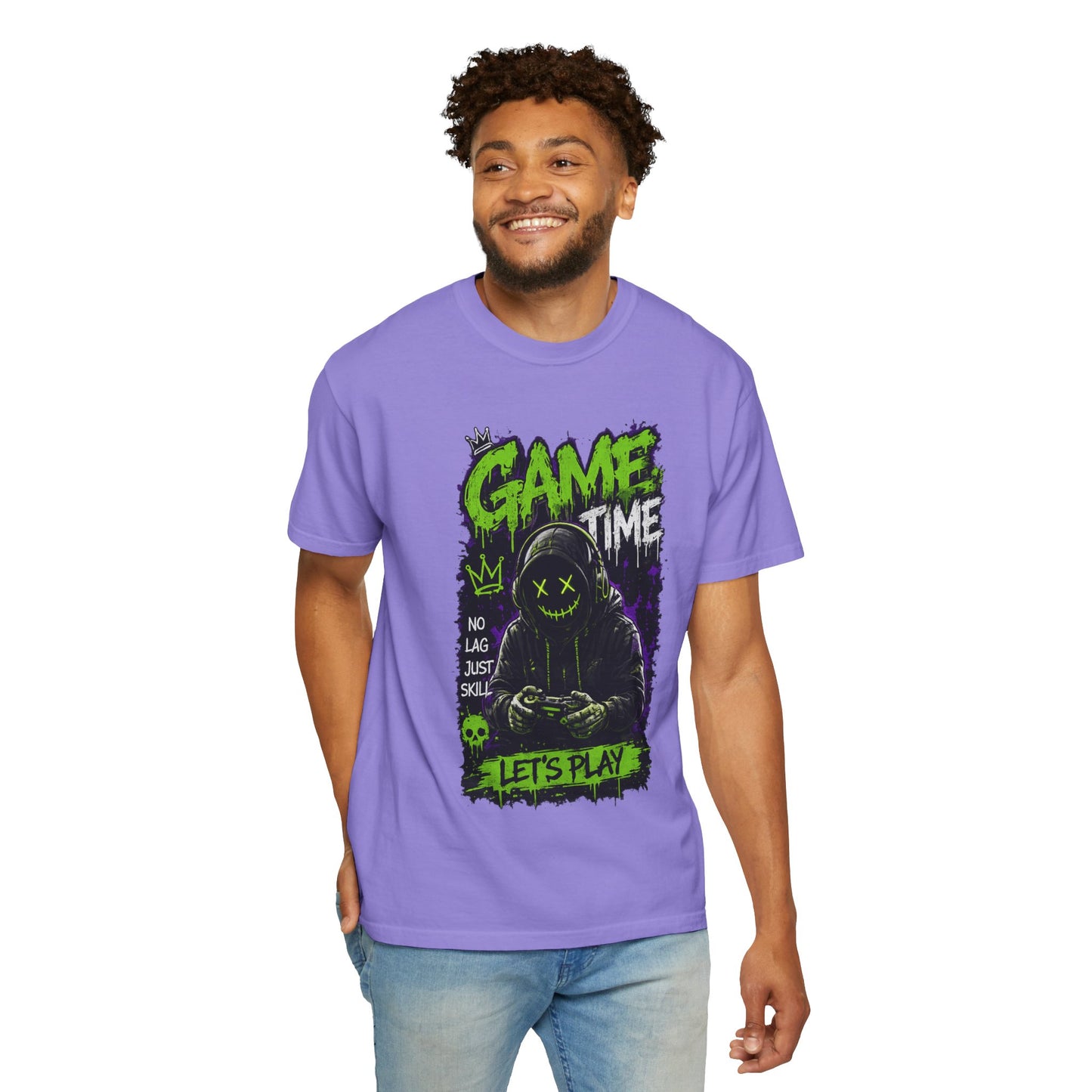 Gaming Graphic T-Shirt — "Game Time: Let’s Play" Neon Gamer Tee
