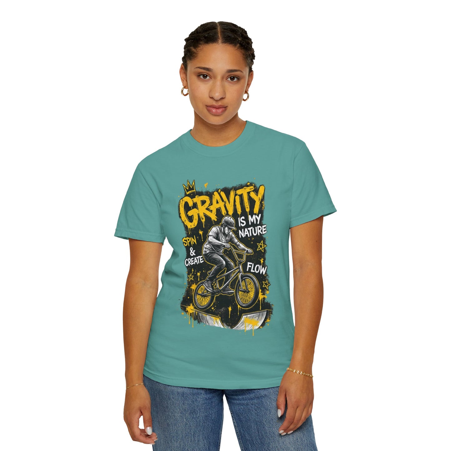 Gravity Is My Nature BMX T-Shirt — Spin, Create & Flow Graphic Tee