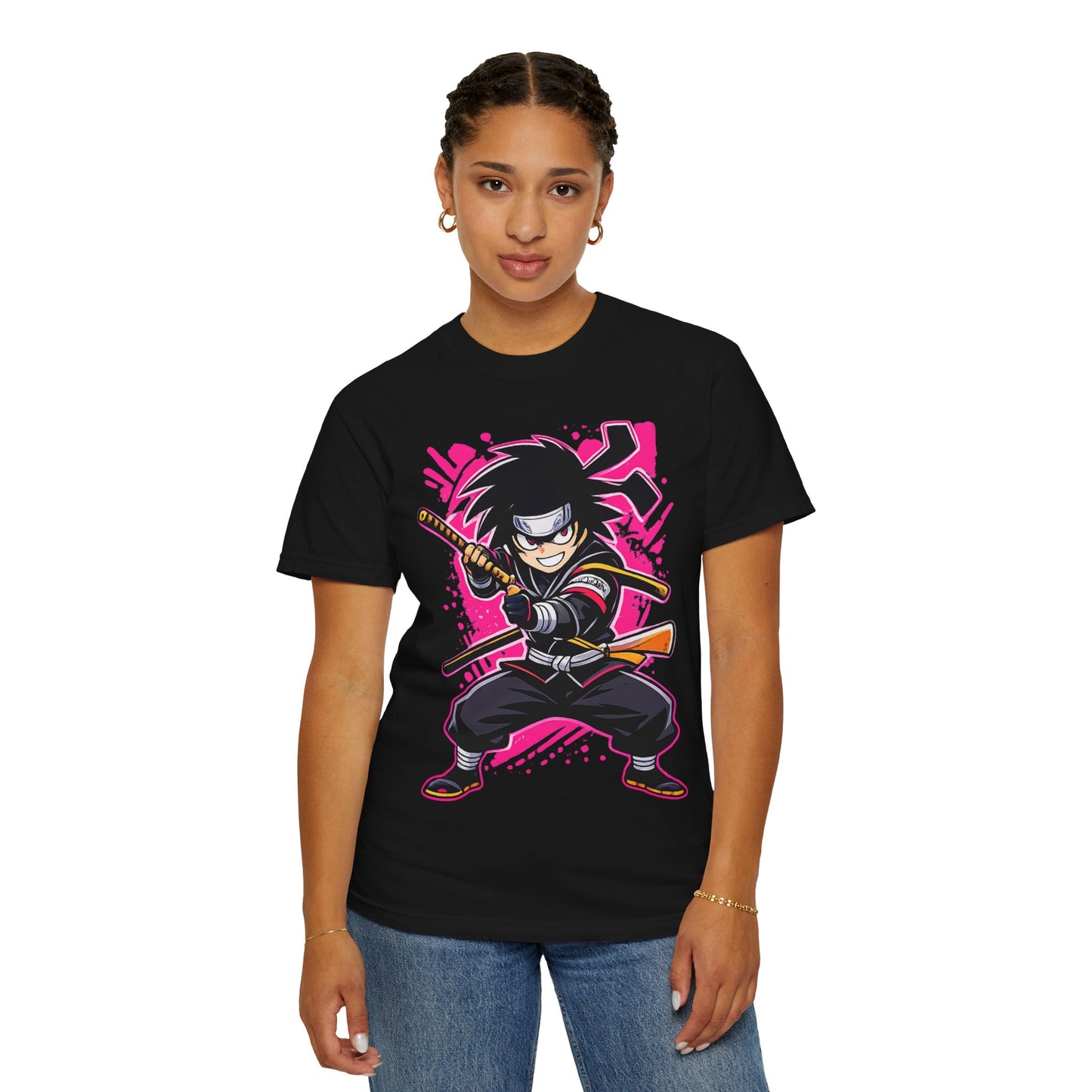 Ninja Warrior Graphic T-Shirt — Fierce Samurai Cartoon Tee for Anime Fans