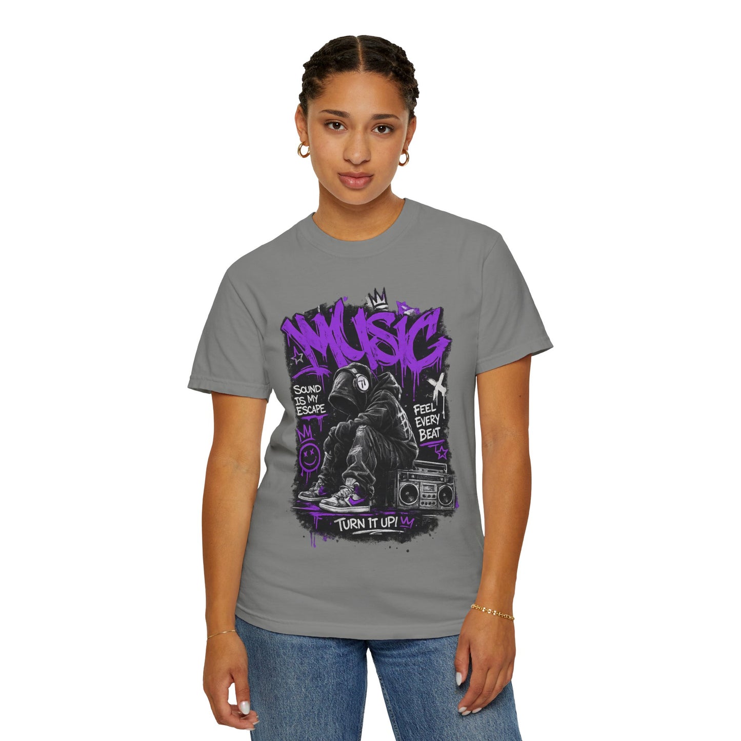 Music Graffiti Streetwear T-Shirt | Hip Hop Boombox Illustration