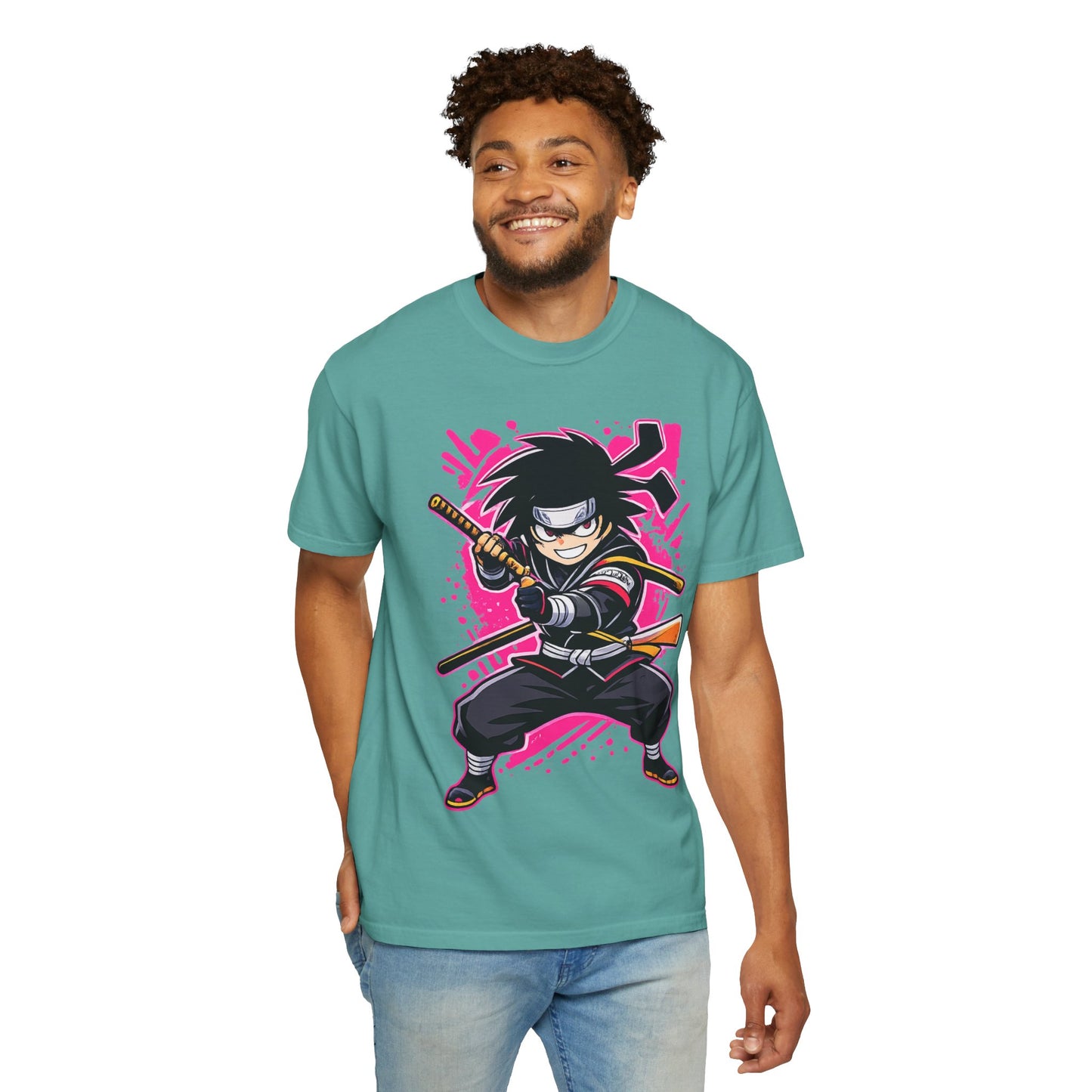 Ninja Warrior Graphic T-Shirt — Fierce Samurai Cartoon Tee for Anime Fans