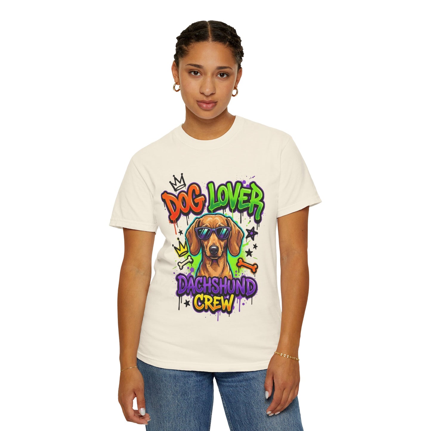 Dachshund Crew Dog Lover T-Shirt — Retro Graffiti Wiener Dog Tee