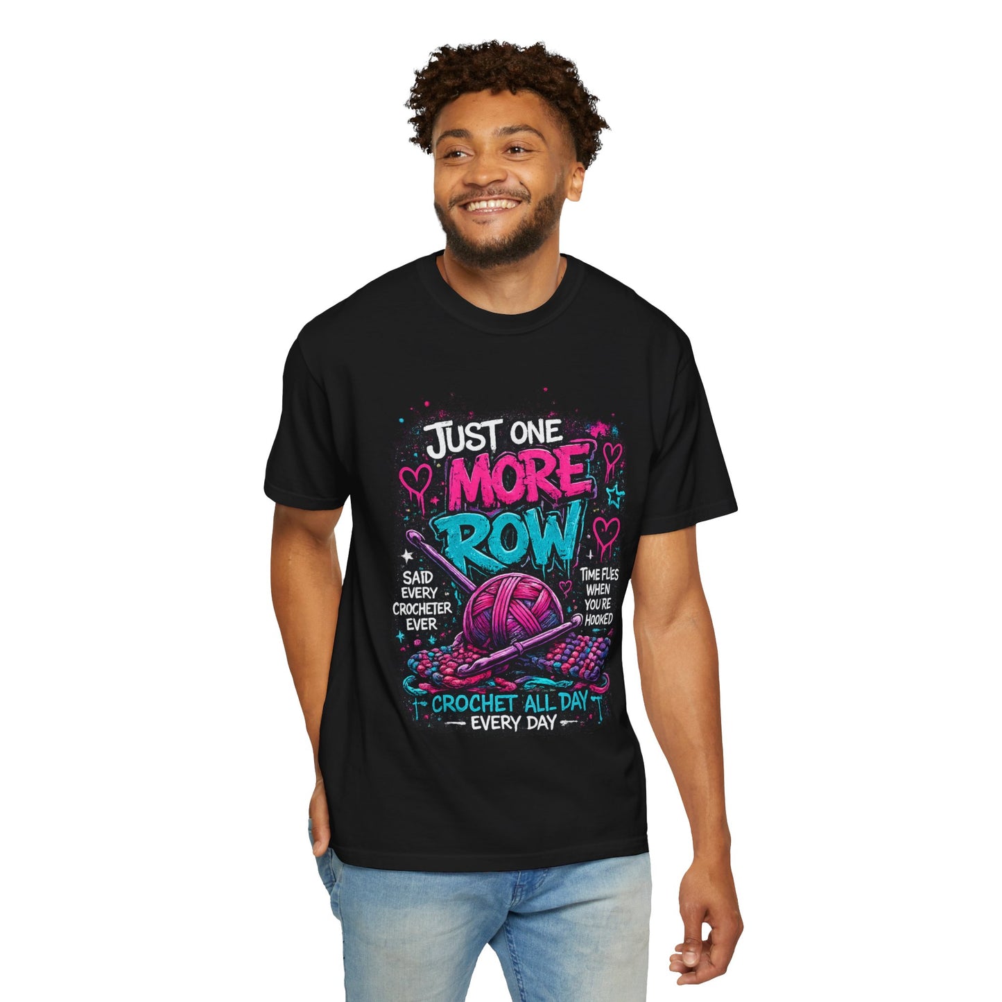 Crochet T‑Shirt — "Just One More Row" Yarn Lover Tee