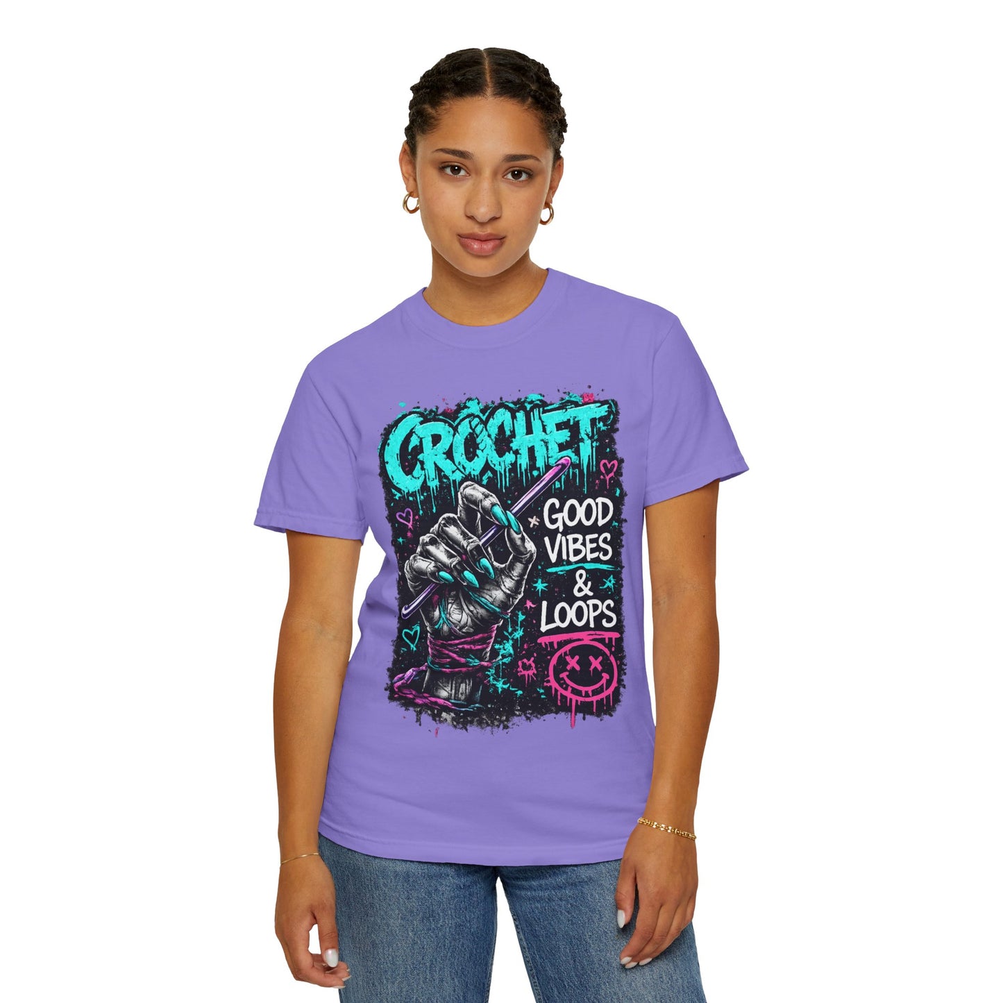 Crochet 'Good Vibes & Loops' Graphic T-Shirt
