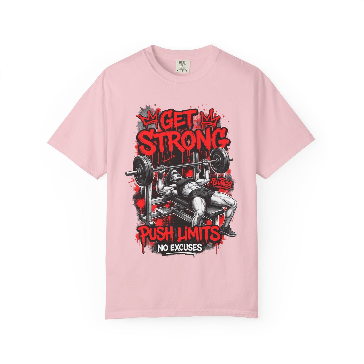 Get Strong Bench Press T-Shirt — Push Limits, No Excuses Gym Tee